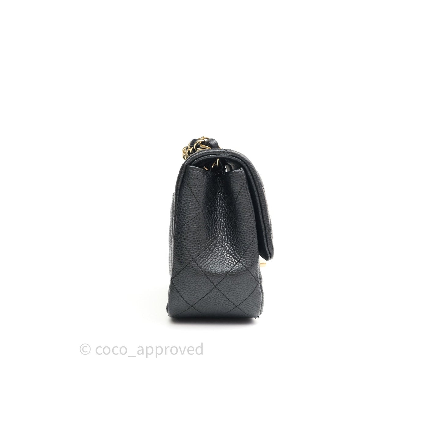 Chanel Mini Square Dark Gray Caviar Gold Hardware