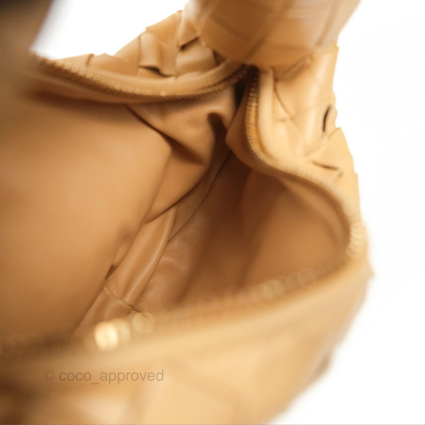Bottega Veneta Mini Jodie Clutch Bag Intrecciato Almond Lambskin Gold Hardware