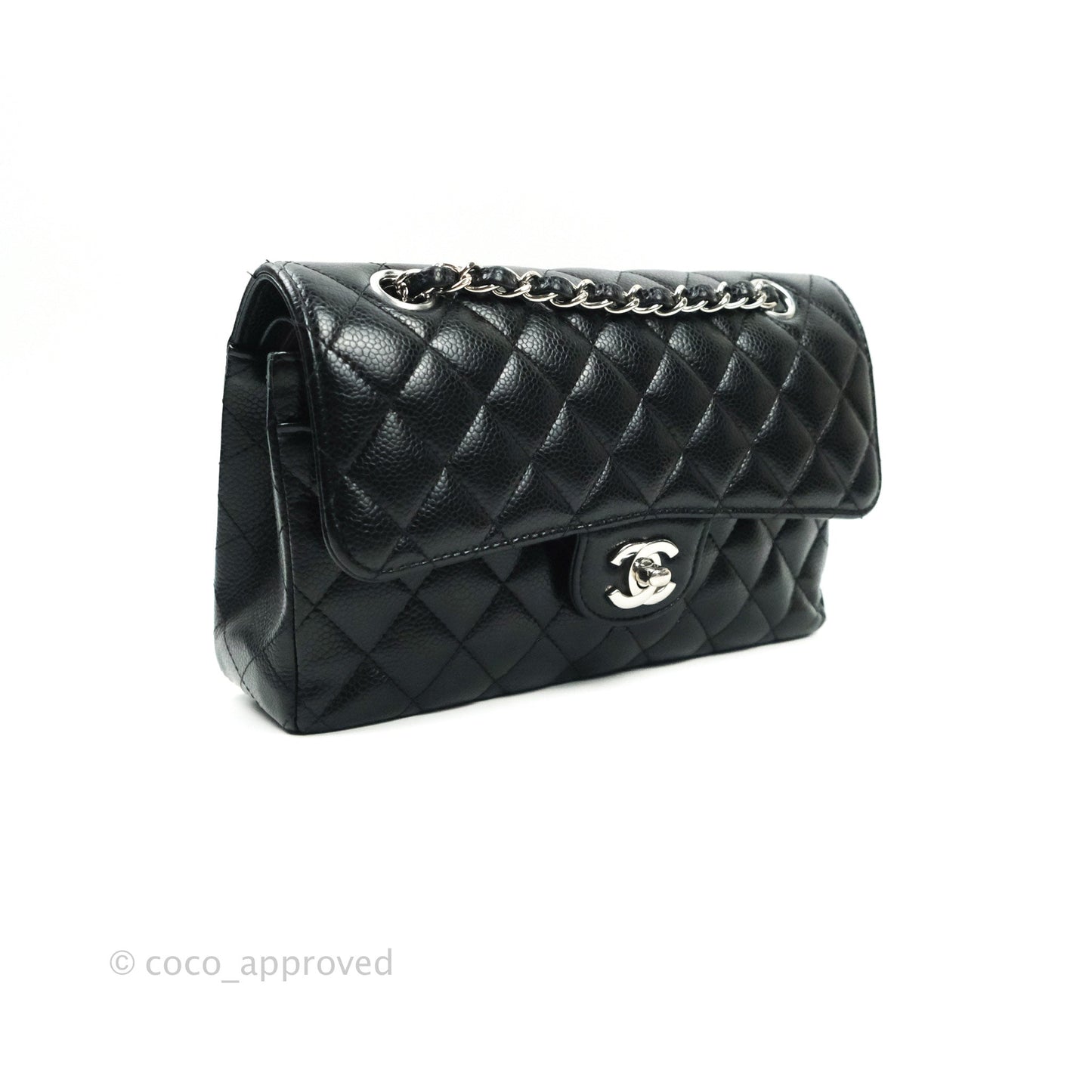 Chanel Classic Small S/M Flap Black Caviar Silver Hardware