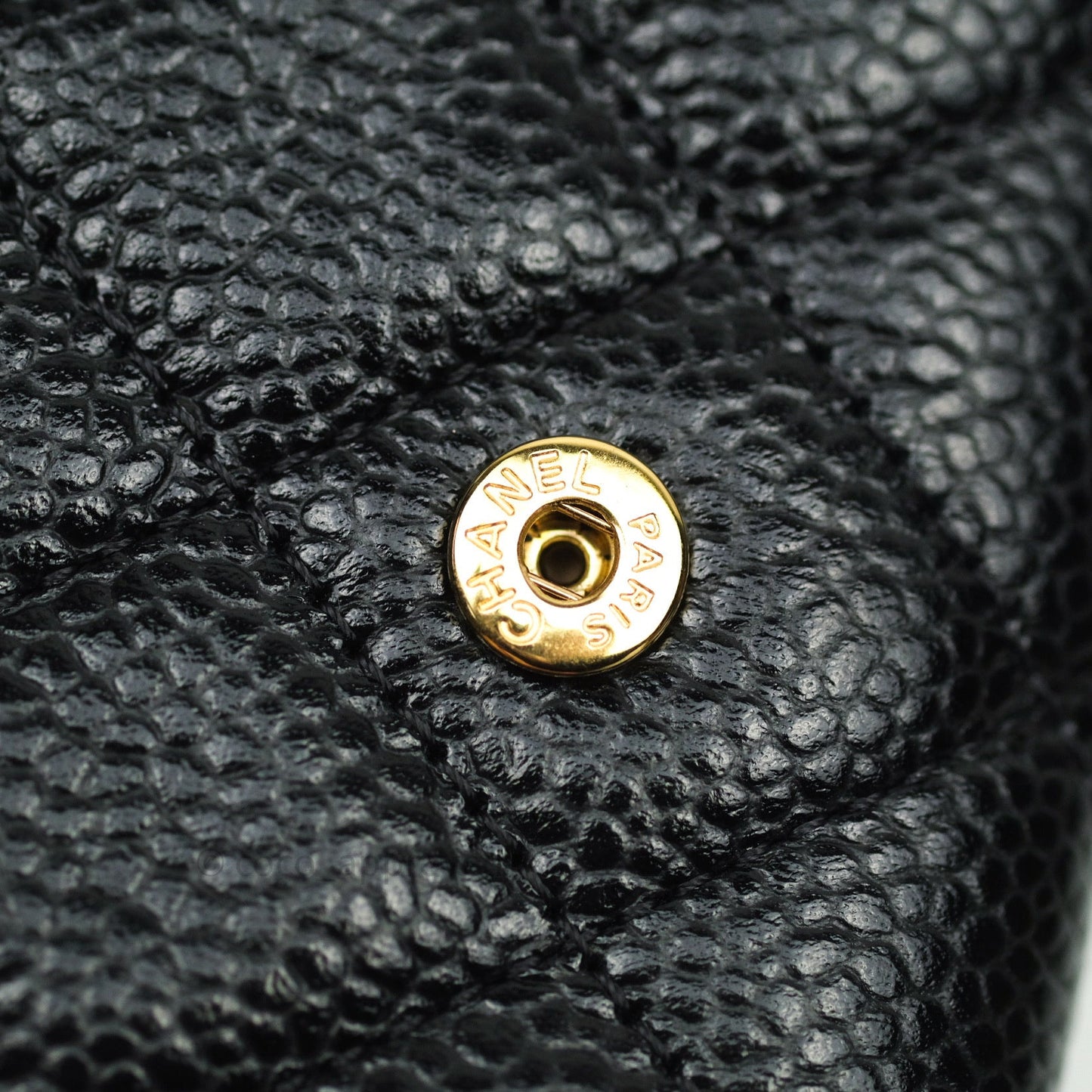 Chanel Caviar Quilted Flap Card Holder Black Gold Hardware