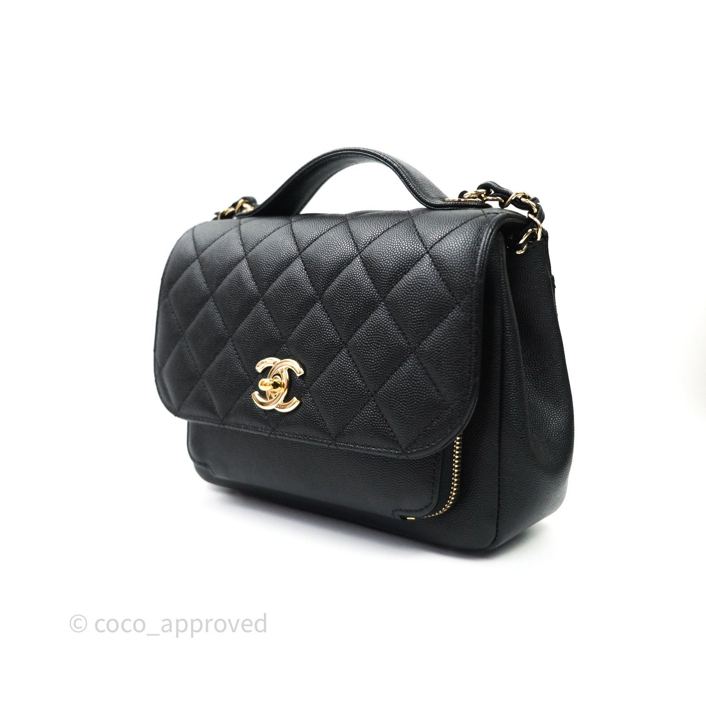 Chanel Quilted Medium Business Affinity Flap Black Caviar Light Gold Hardware
