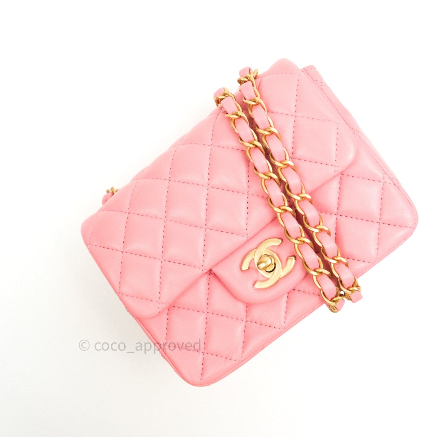 Chanel Mini Square Pink Lambskin Gold Hardware