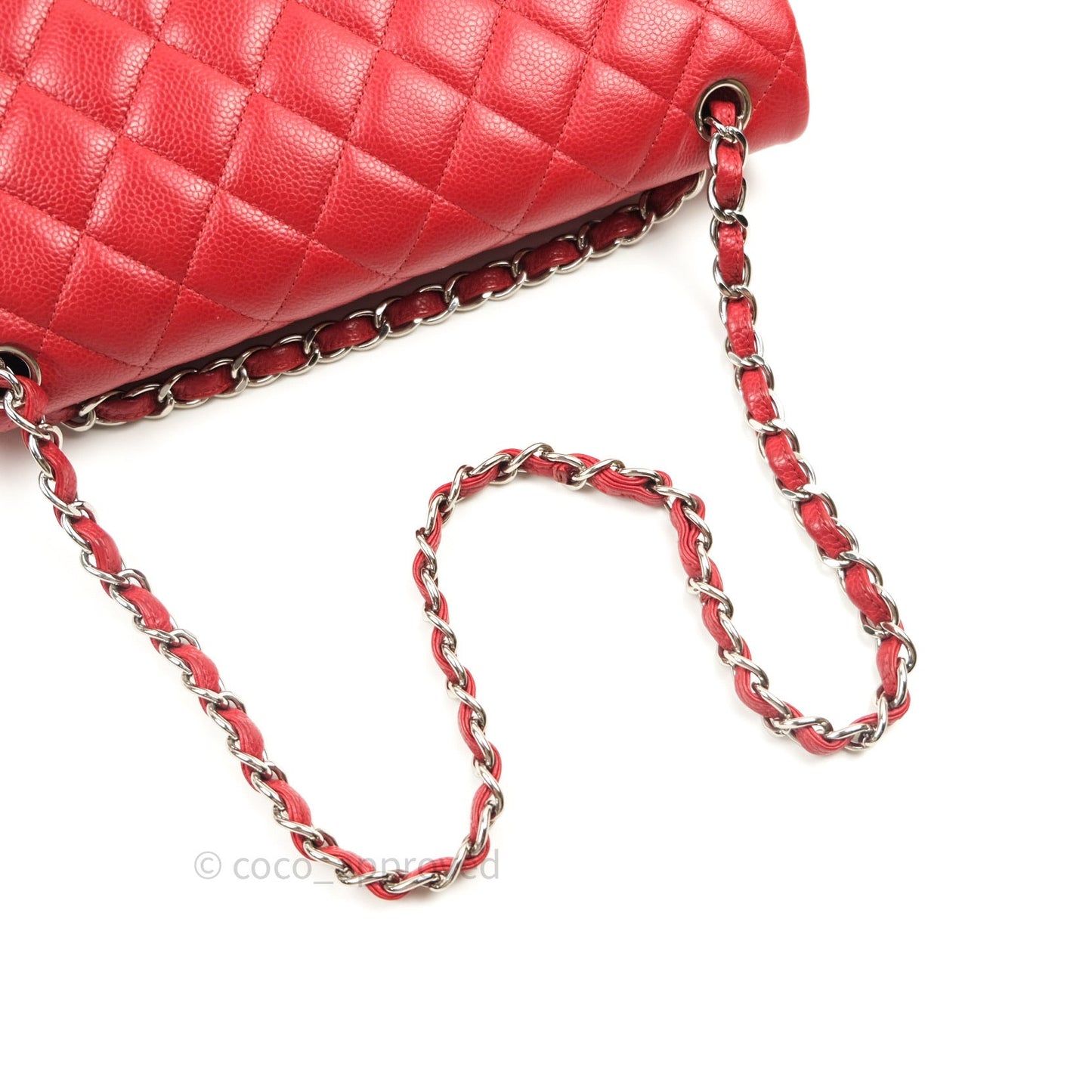 Chanel Jumbo Double Flap Red Caviar Silver Hardware⁣⁣