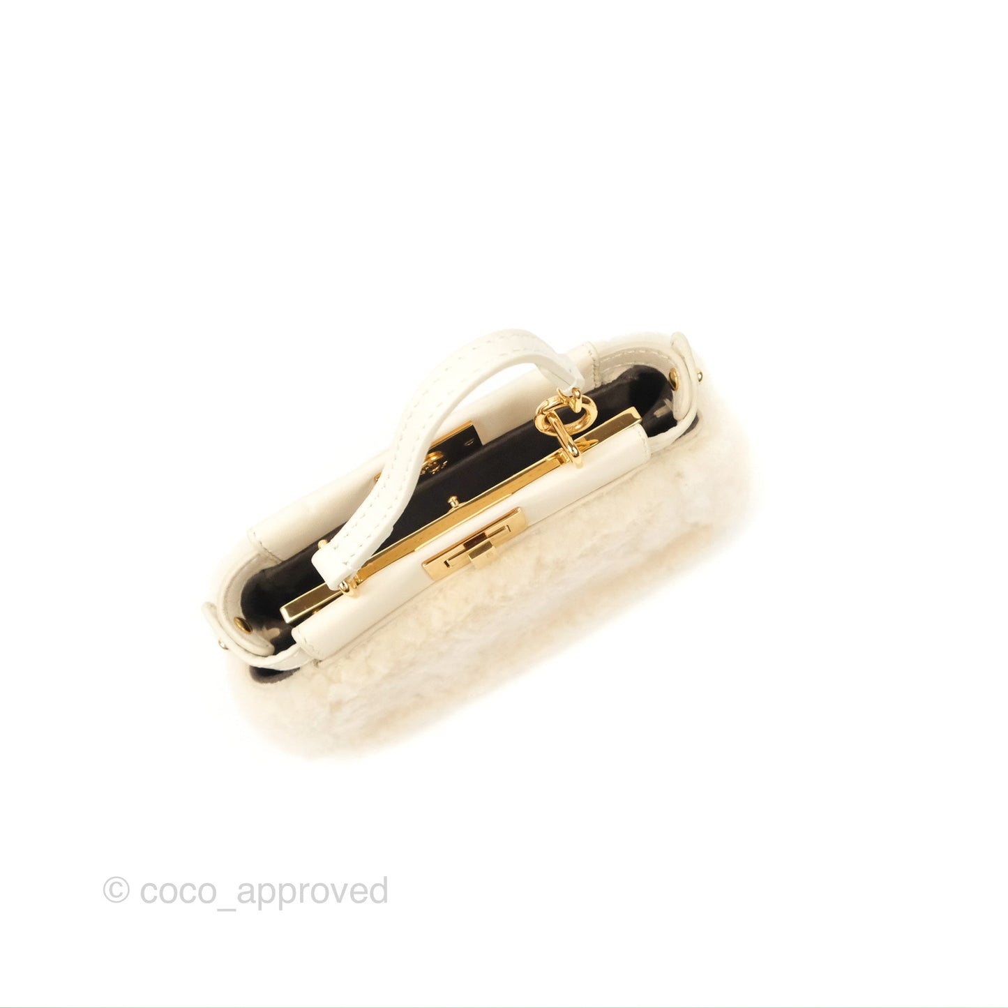 Fendi Micro Peekaboo Bag White Shearling Gold Hardware