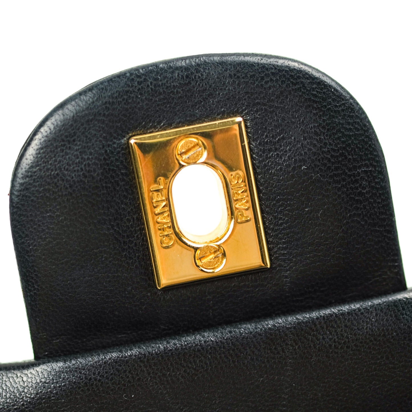 Chanel Classic Vintage M/L Medium Double Flap Bag Black Lambskin 24K Gold Hardware