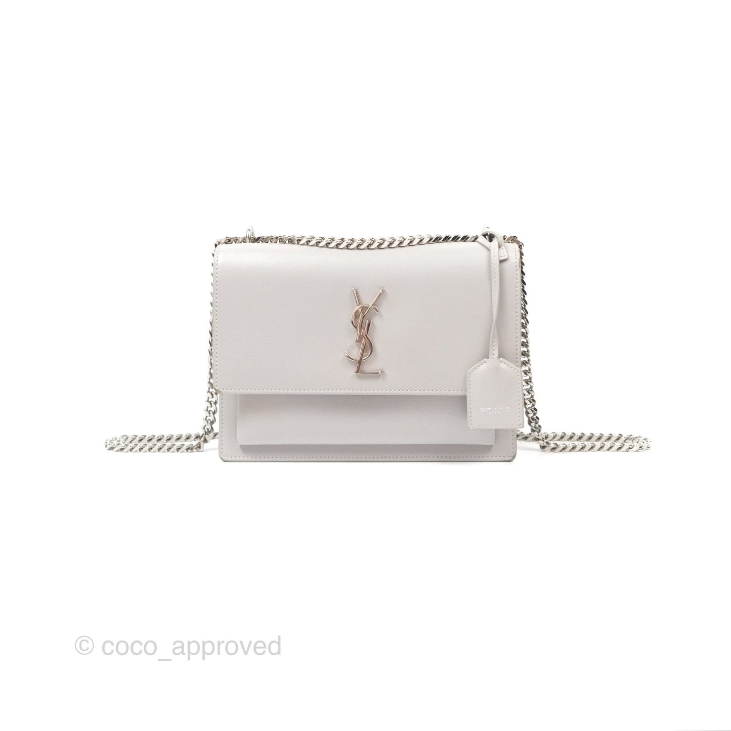 Saint Laurent Sunset Medium Light Grey Calfskin Silver Hardware