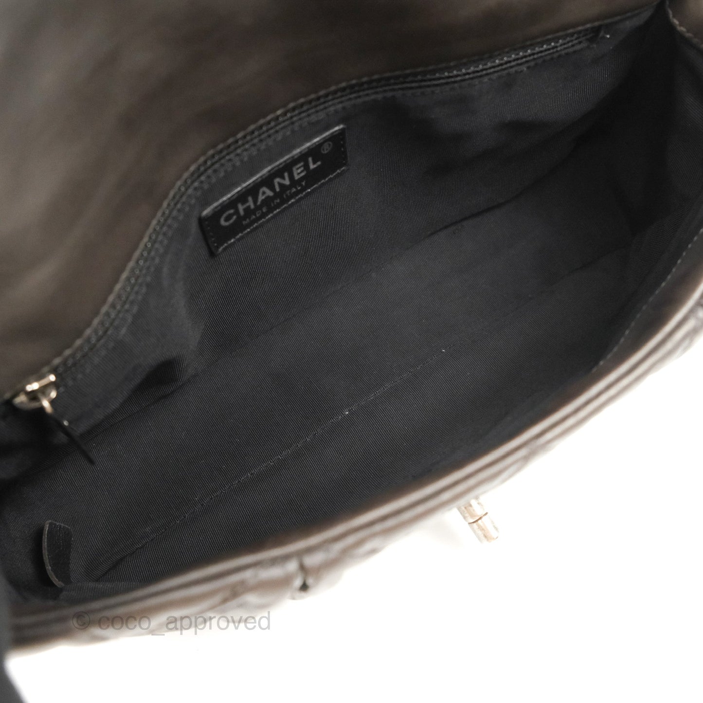 Chanel Chic Quilted Flap Bag Iridescent Dark Brown Calfskin Ruthenium Hardware