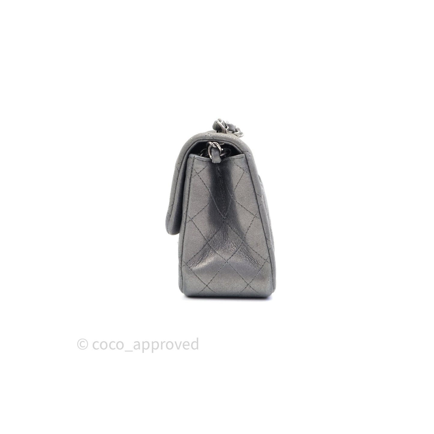 Chanel Mini Square Charcoal Grey Goatskin Ruthenium Hardware