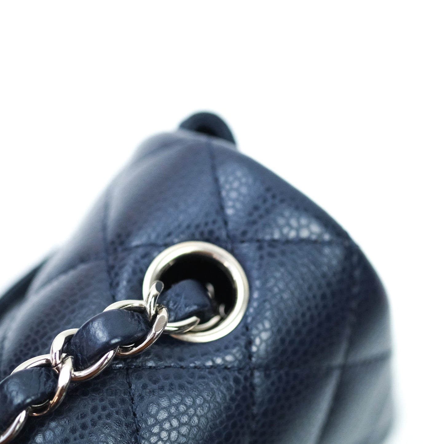 Chanel Quilted Mini Rectangular Navy Caviar Silver Hardware