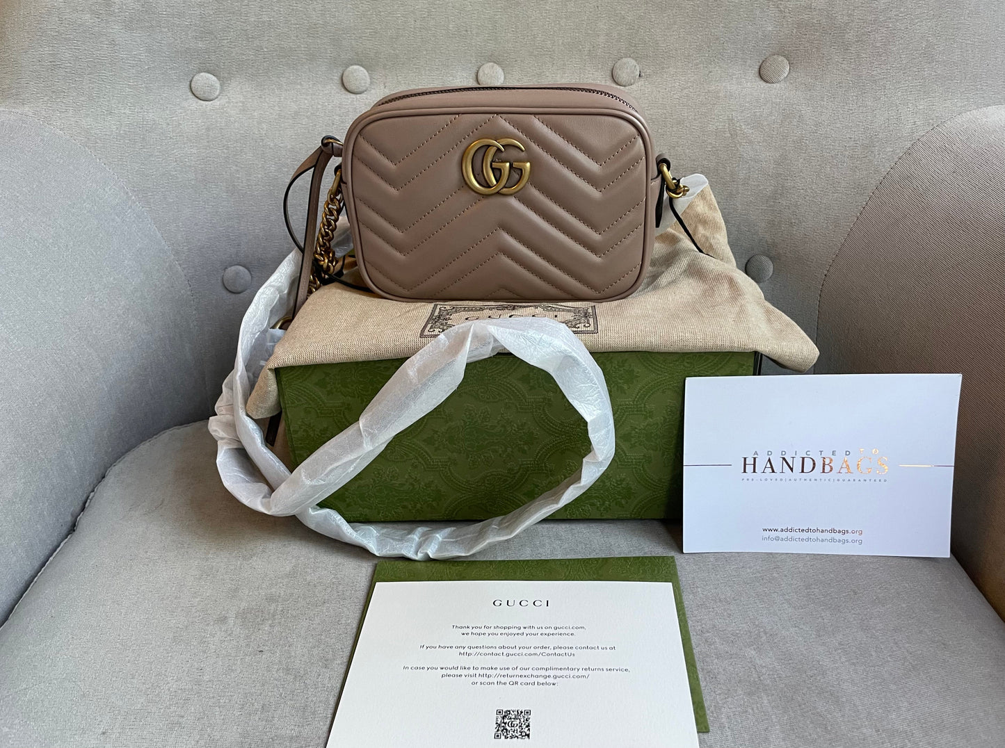 Luxury Gucci GG Dusty Pink Marmont Mini Shoulder Bag
