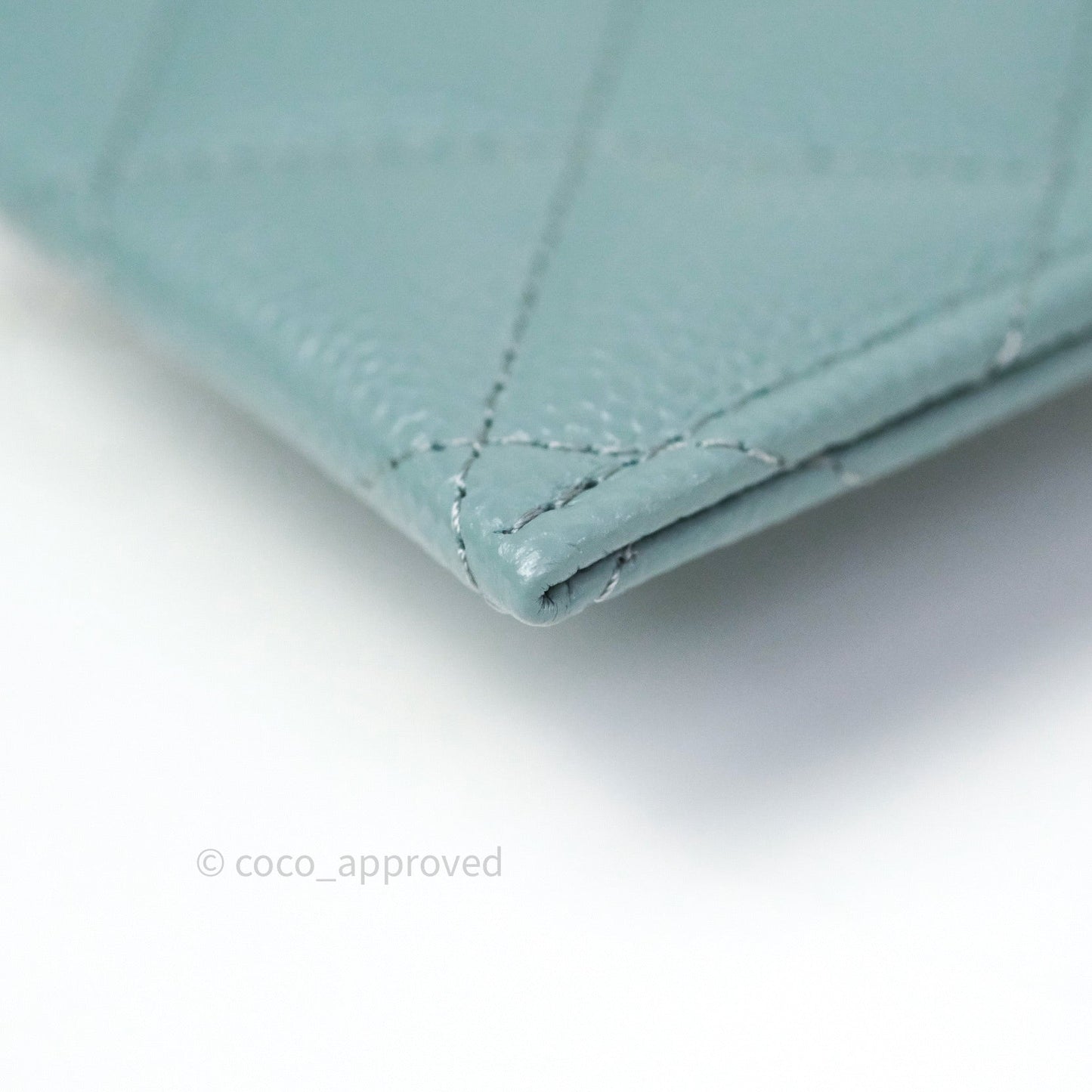 Chanel Quilted Classic Blue Caviar Silver Hardware Flat Card Holder