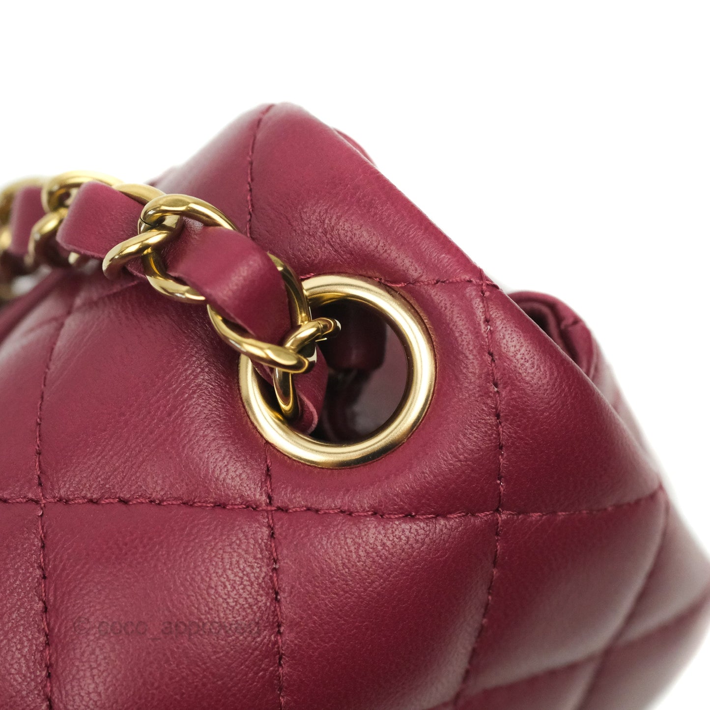 Chanel Quilted Mini Square Dark Red Burgundy Lambskin Gold Hardware 21K