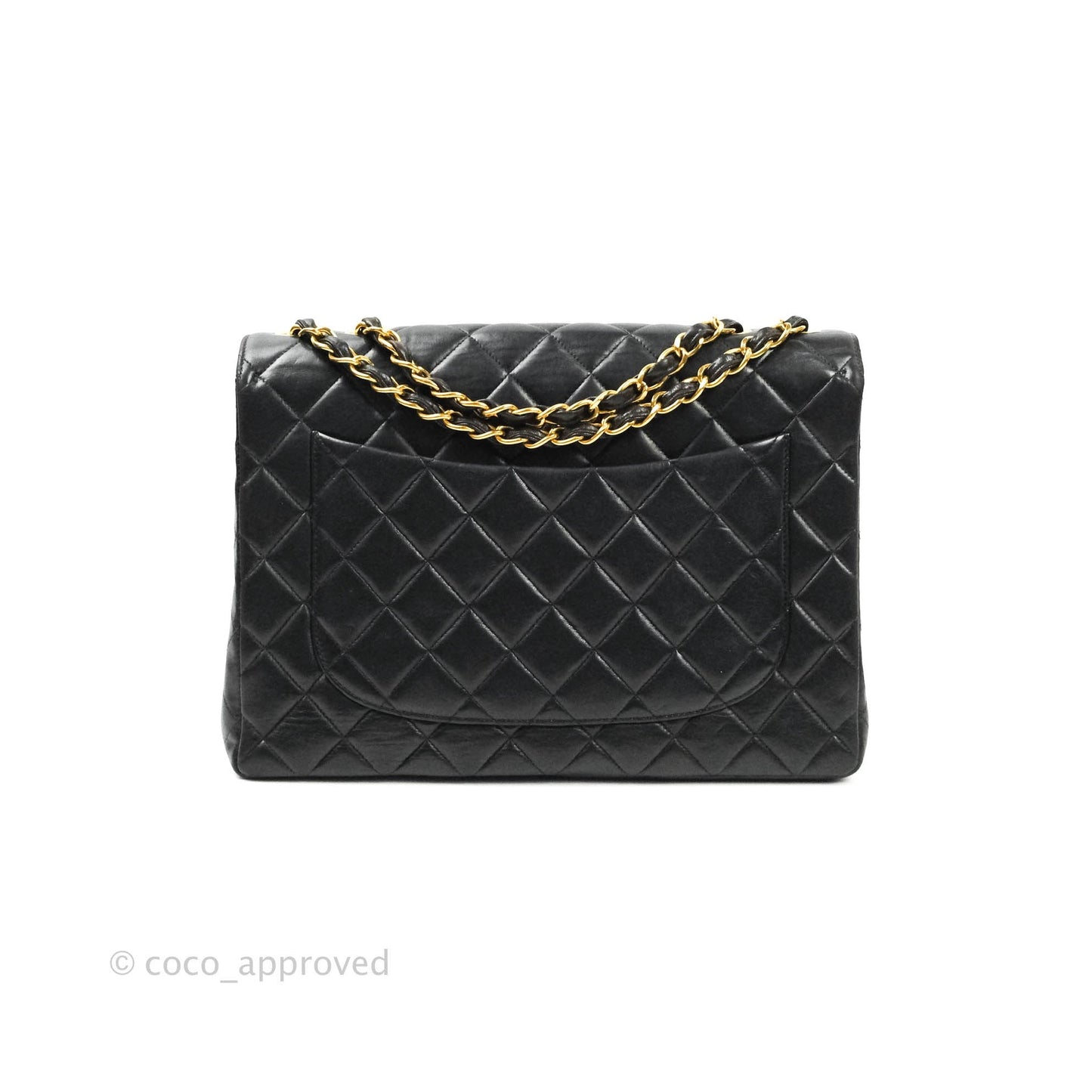 Chanel Vintage XL Jumbo Single Flap Black Lambskin 24K Gold Hardware