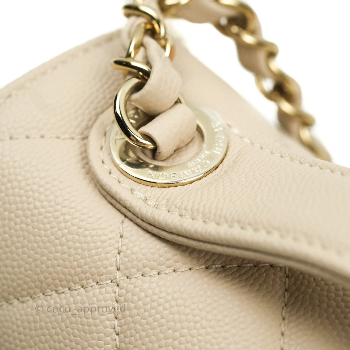 Chanel Quilted Medium Business Affinity Flap Beige Caviar Gold Hardware