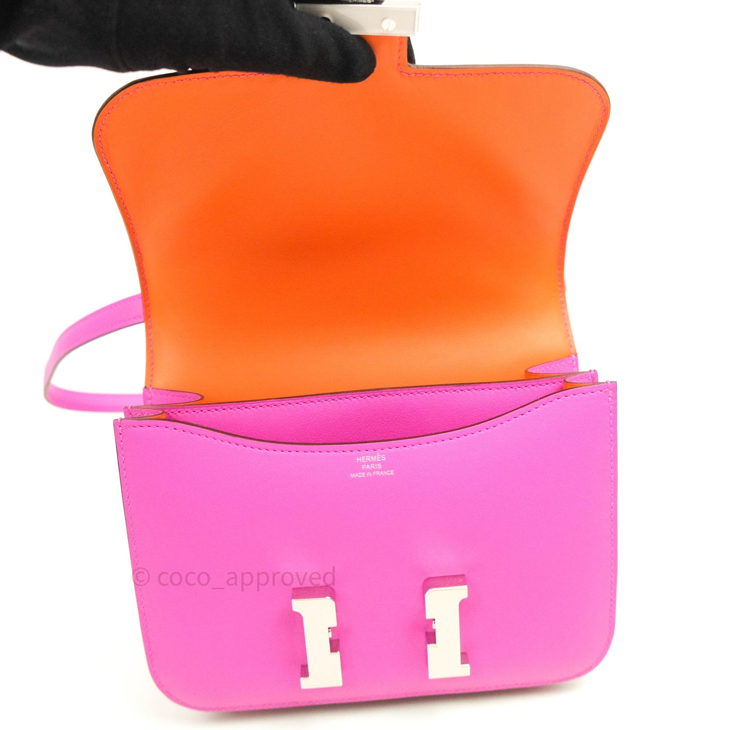 Hermès Constance Mini Verso Swift Calfskin AC Magnolia/Orange
