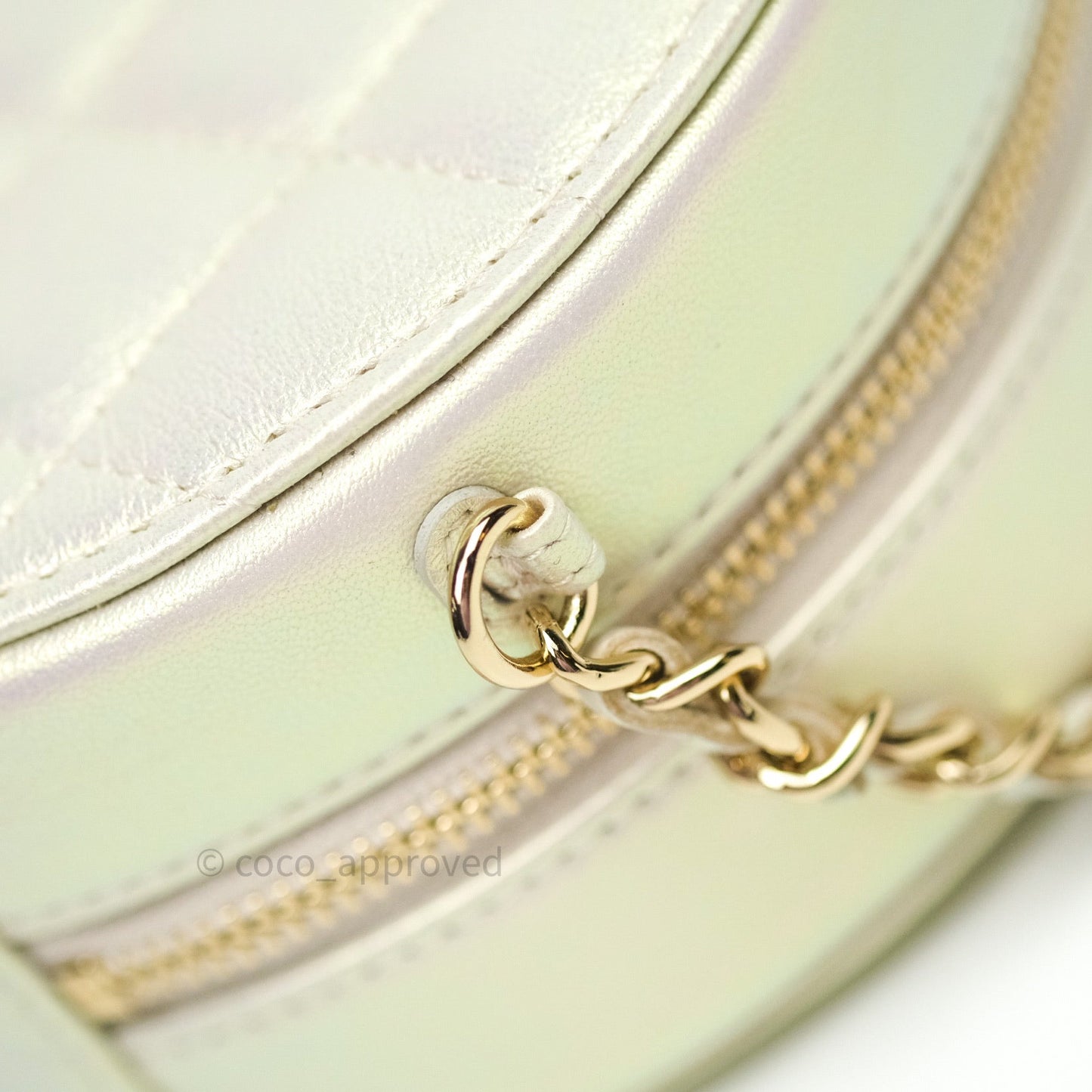 Chanel Round Circle Bag Iridescent Ivory Gold Hardware