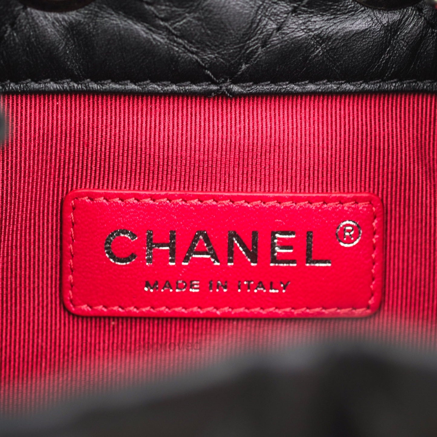 Chanel Gabrielle Backpack Black Aged Calfskin Small Black Mixed Hardware