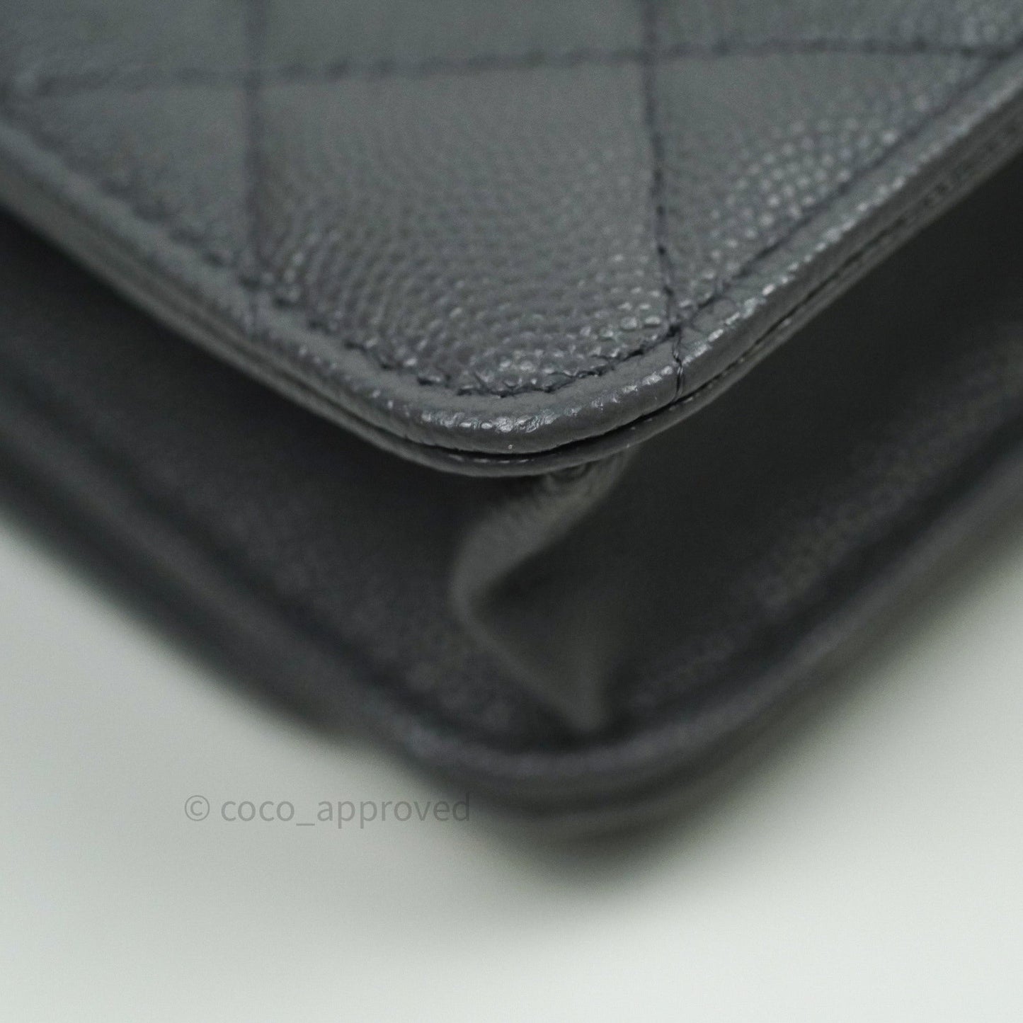 Chanel Quilted Wallet on Chain WOC Grey Caviar Gold Hardware