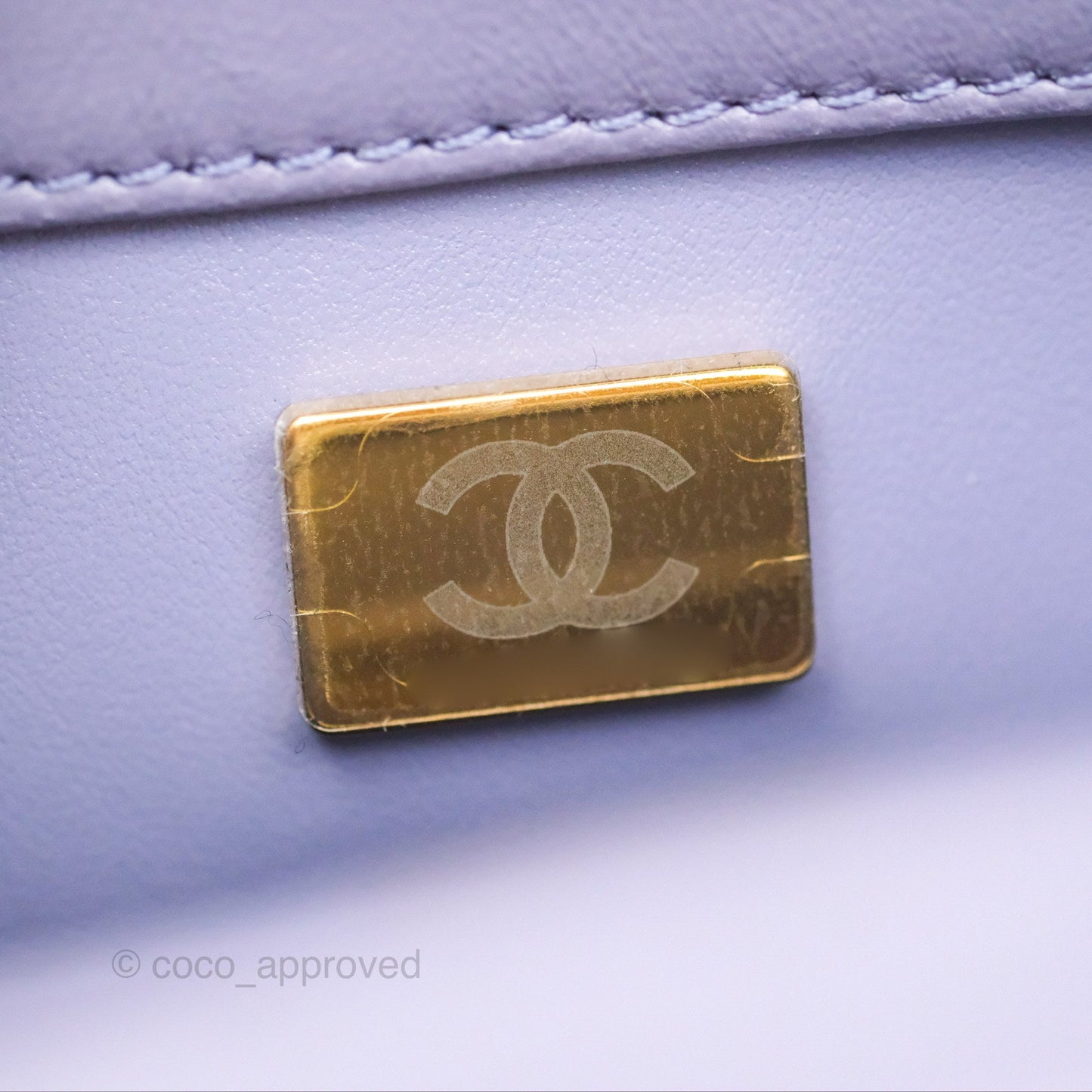 Chanel Crystal Pearl Chain Mini Flap Bag Purple Lambskin Aged Gold Hardware