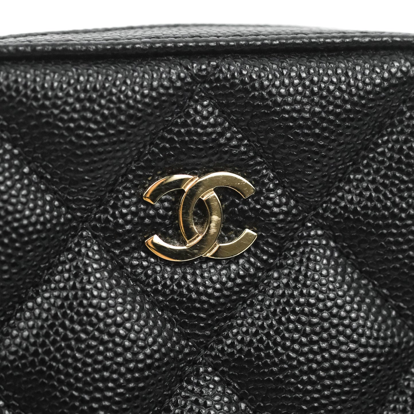 Chanel Quilted Camera Bag Black Caviar Gold Hardware 21A