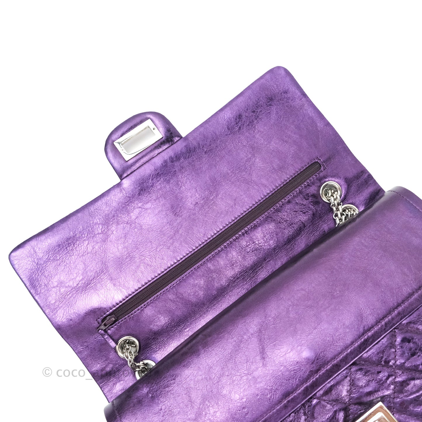 Chanel Reissue Quilted Glazed Calfskin Metallic Purple Silver Hardware 227