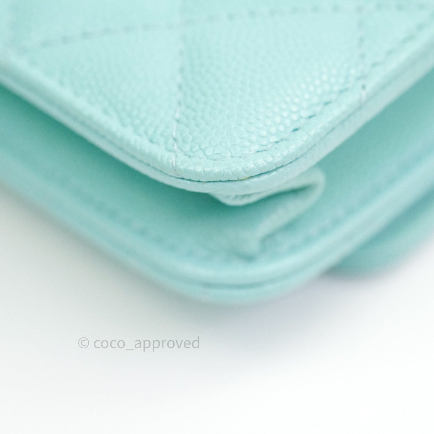 Chanel Quilted Wallet on Chain WOC Tiffany Blue Caviar Light Gold Hardware