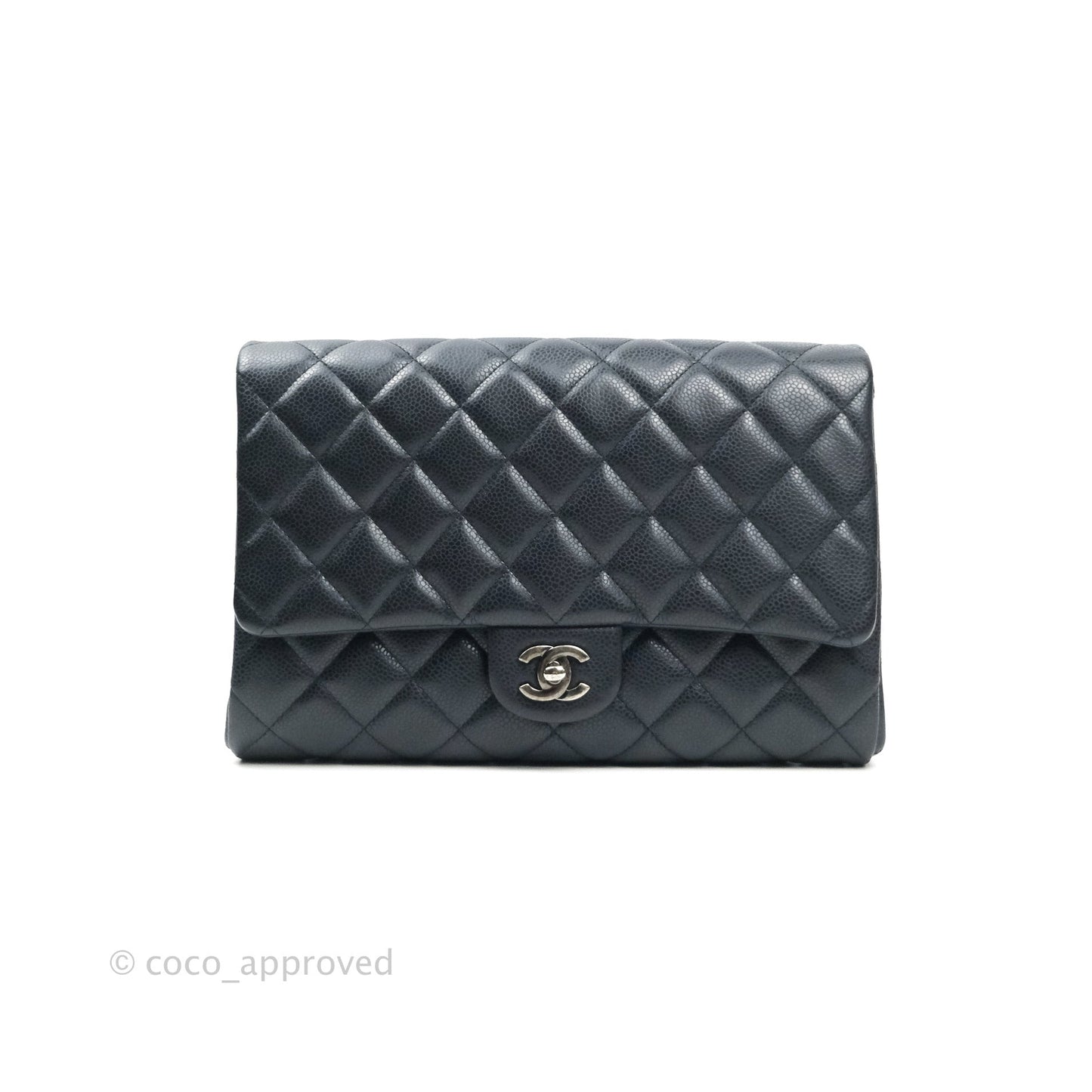 Chanel Quilted Clutch with Chain Dark Navy Ruthenium Hardware