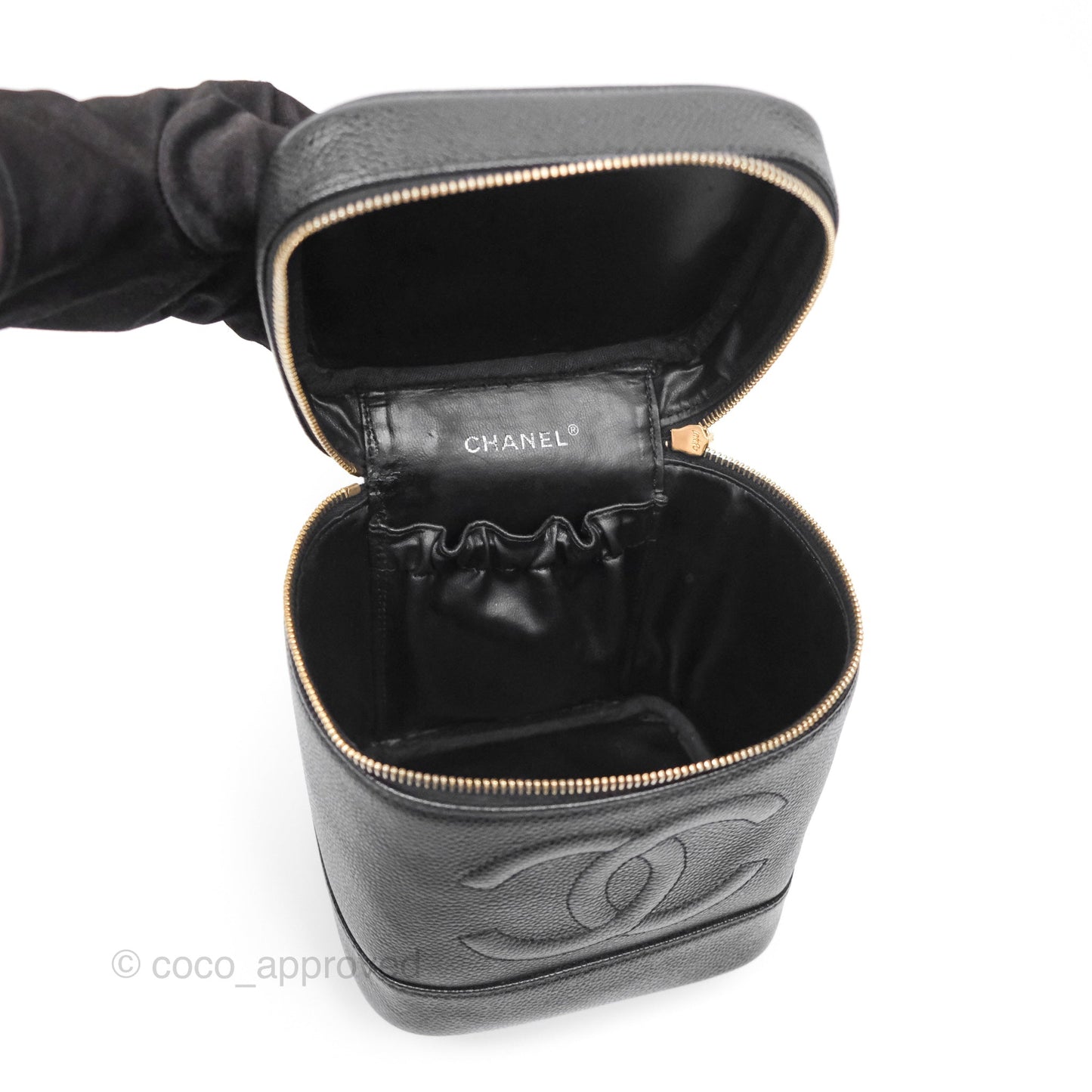 Chanel Vintage Vanity Case Black Caviar Gold Hardware