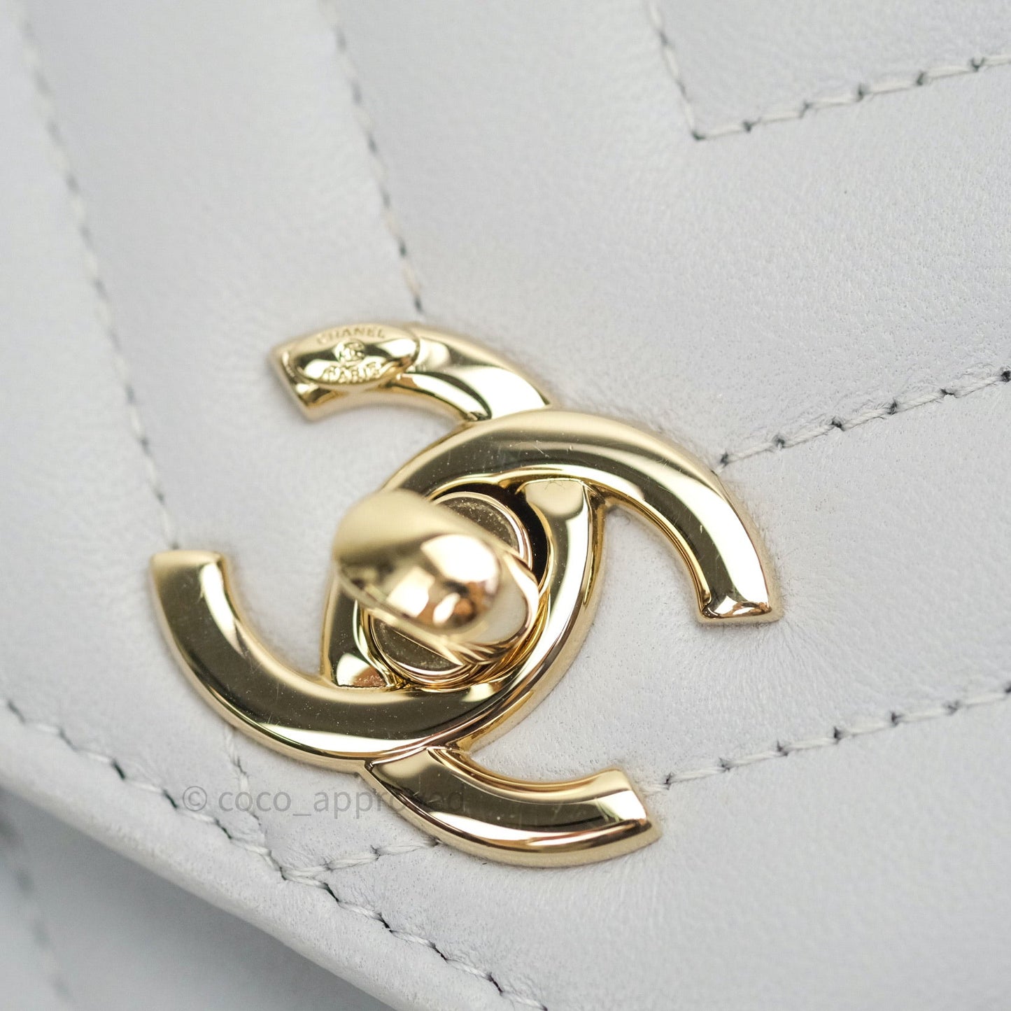 Chanel Mini Trendy CC Wallet On Chain WOC Lambskin Chevron Grey Gold Hardware