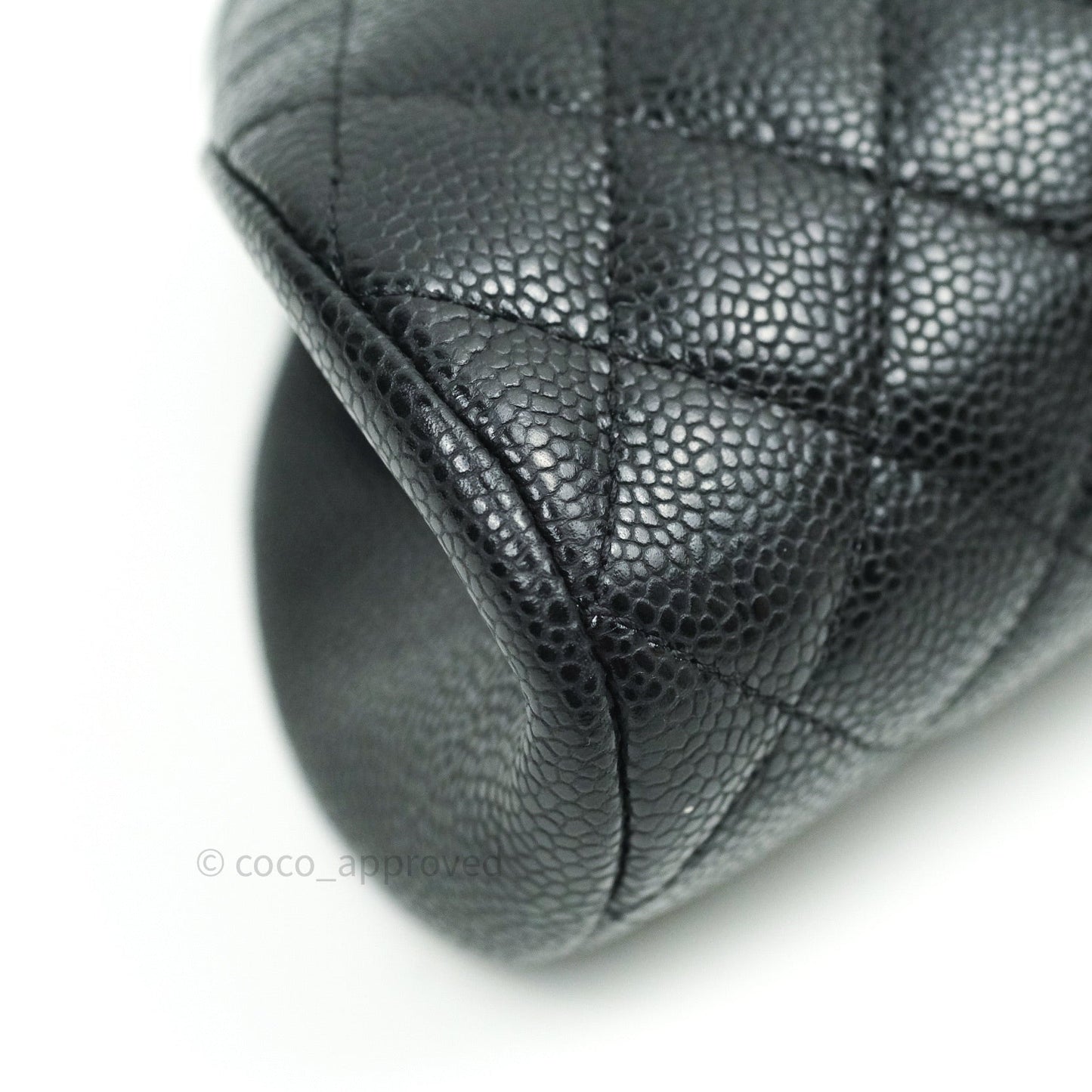 Chanel Quilted Timeless Kisslock Clutch Black Caviar Silver Hardware