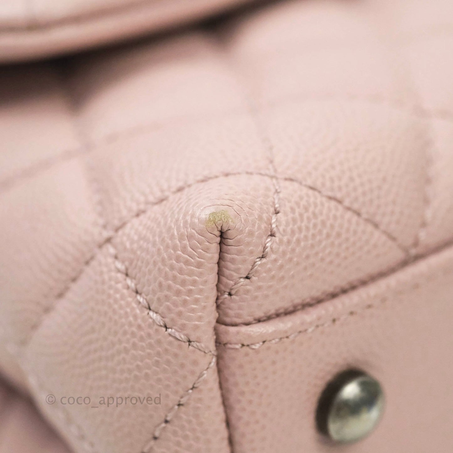 Chanel Mini (Small) Coco Handle Quilted Pink Caviar Ruthenium Hardware