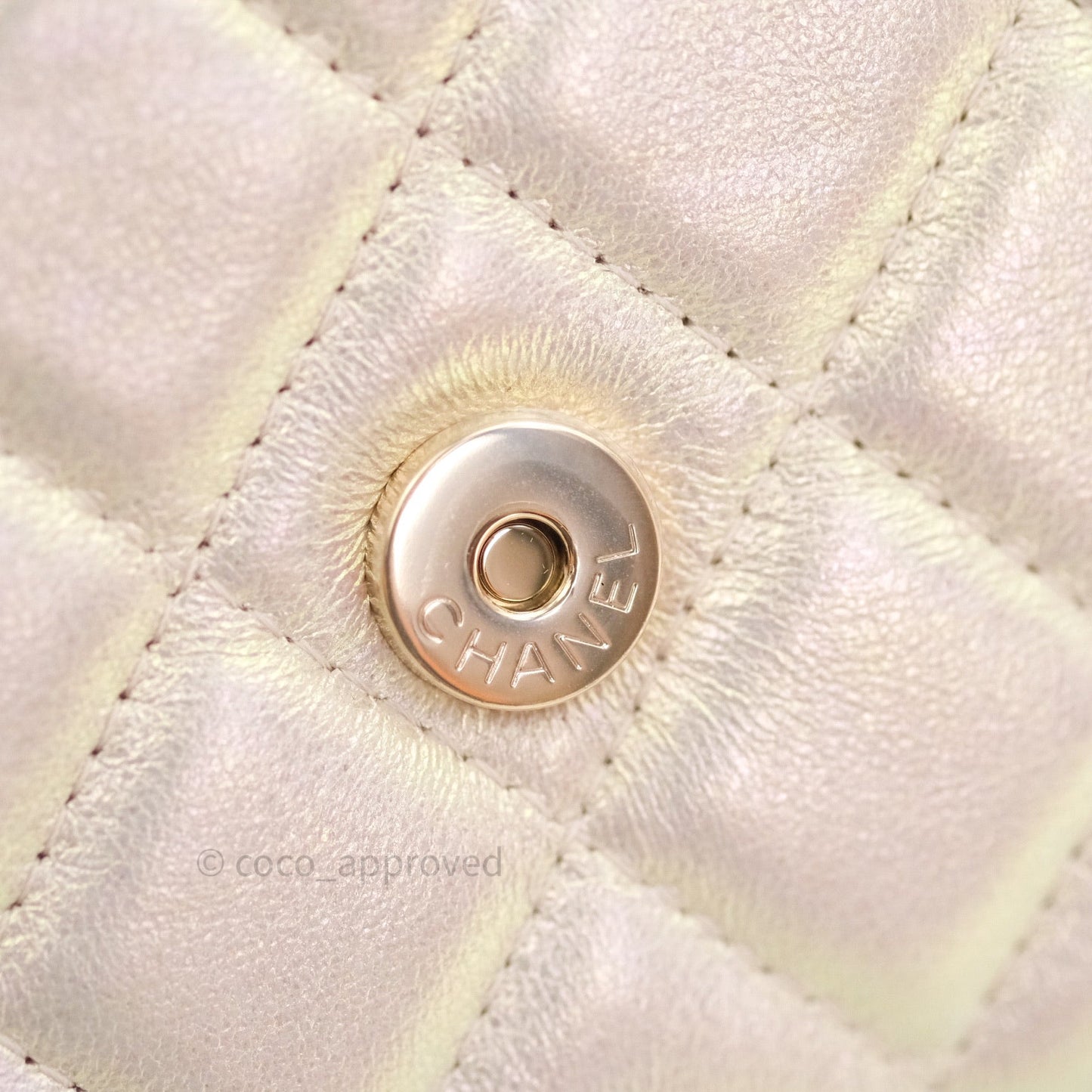 Chanel Quilted Wallet on Chain WOC Iridescent Ivory Gold Hardware 20A