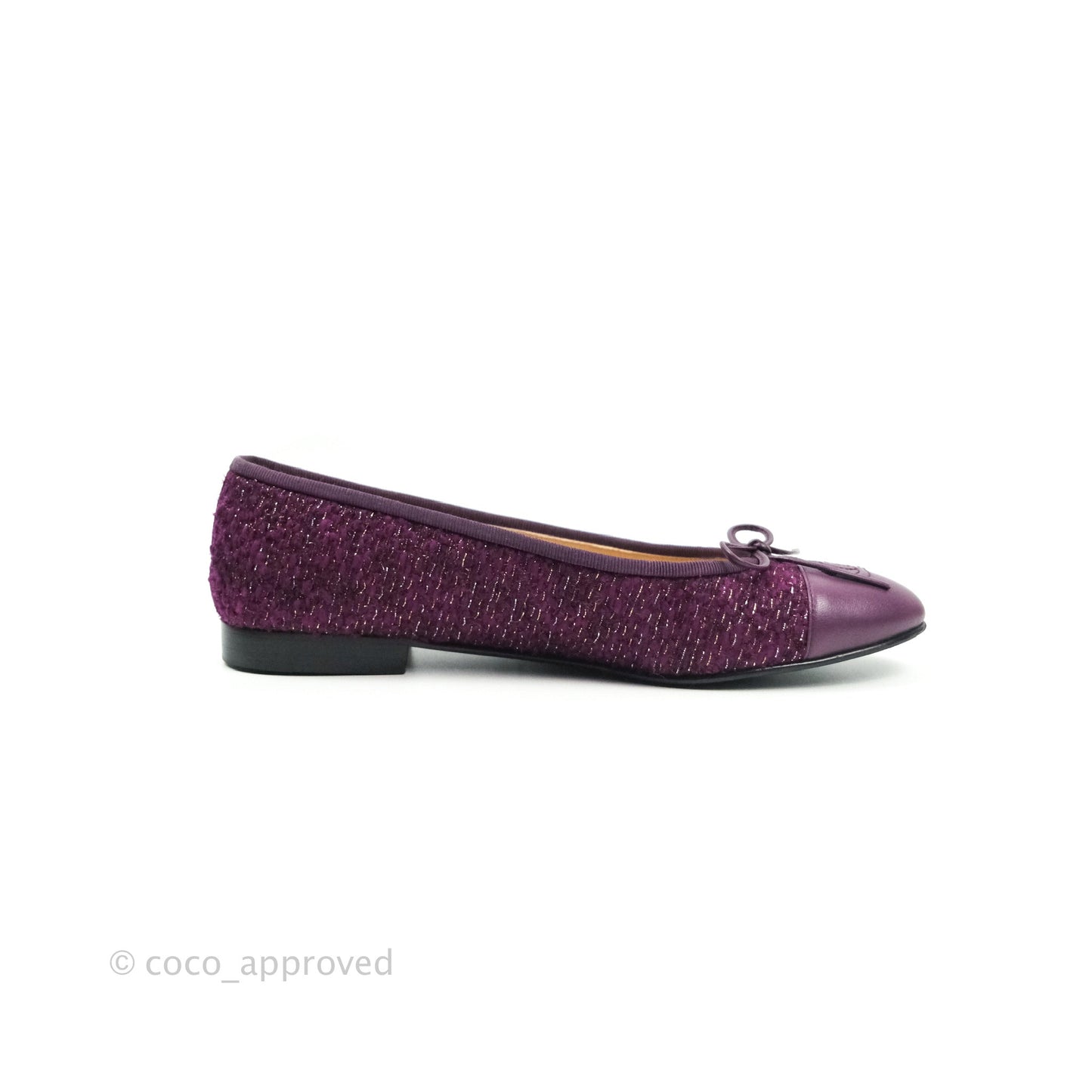 Chanel Ballerina CC Tweed Lambskin Purple Size 38 1/2