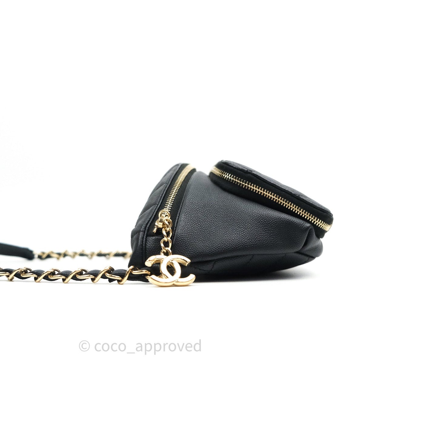 Chanel Quilted Business Affinity Waist Belt Bag Black Caviar Gold Hardware