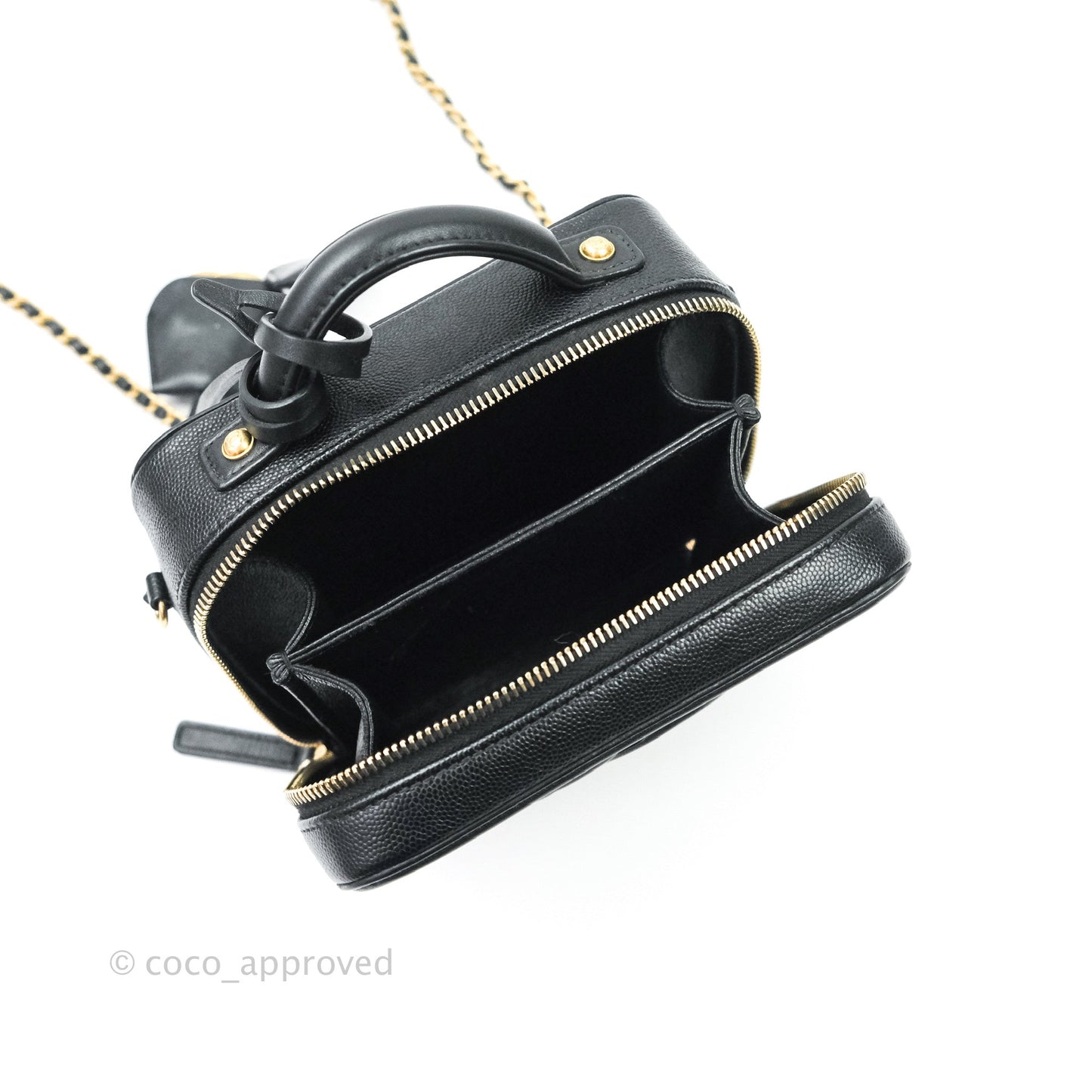 Chanel Quilted Small CC Filigree Vanity Case Black Caviar