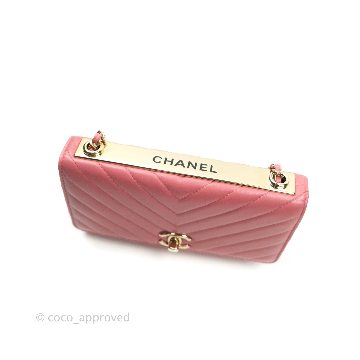 Chanel Trendy CC WOC Wallet on Chain Chevron Pink Lambskin Gold Hardware