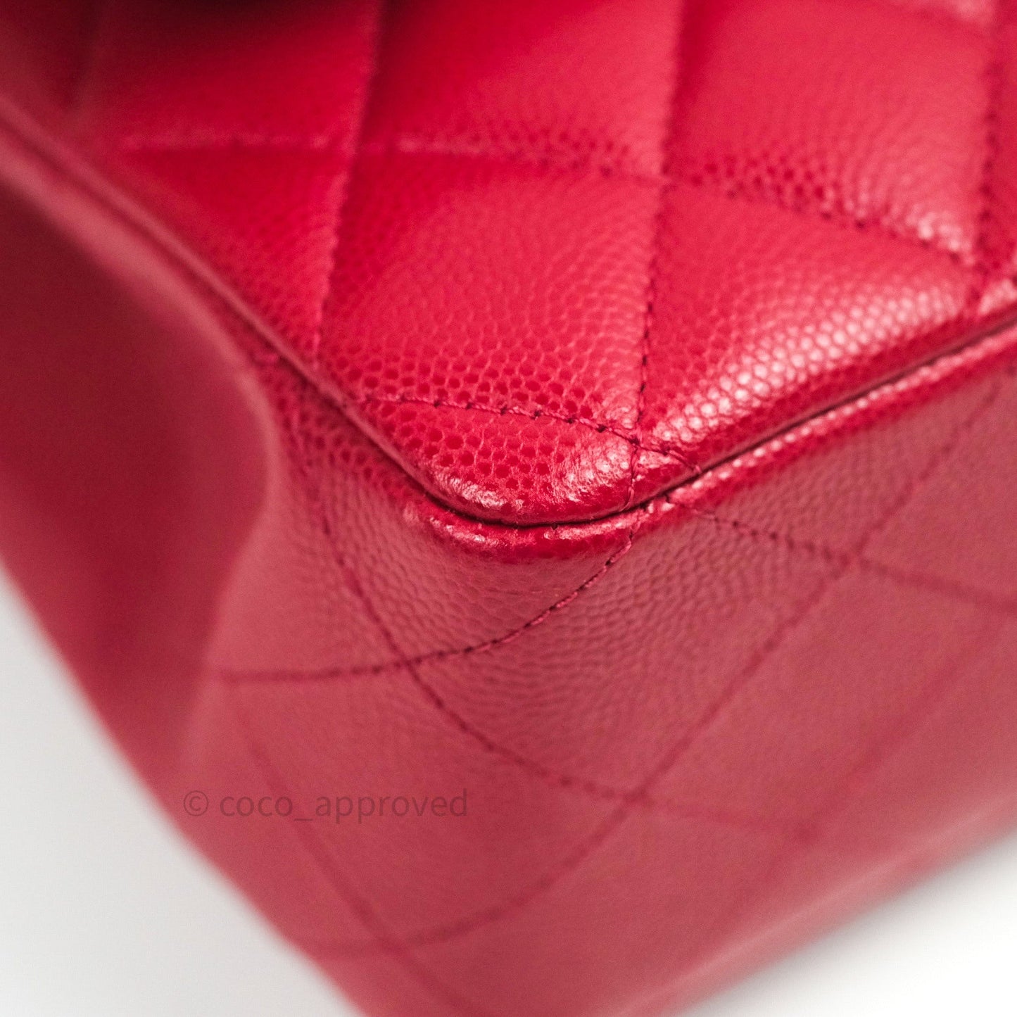 Chanel Classic M/L Medium Double Flap Bag Red Caviar Silver Hardware 18B