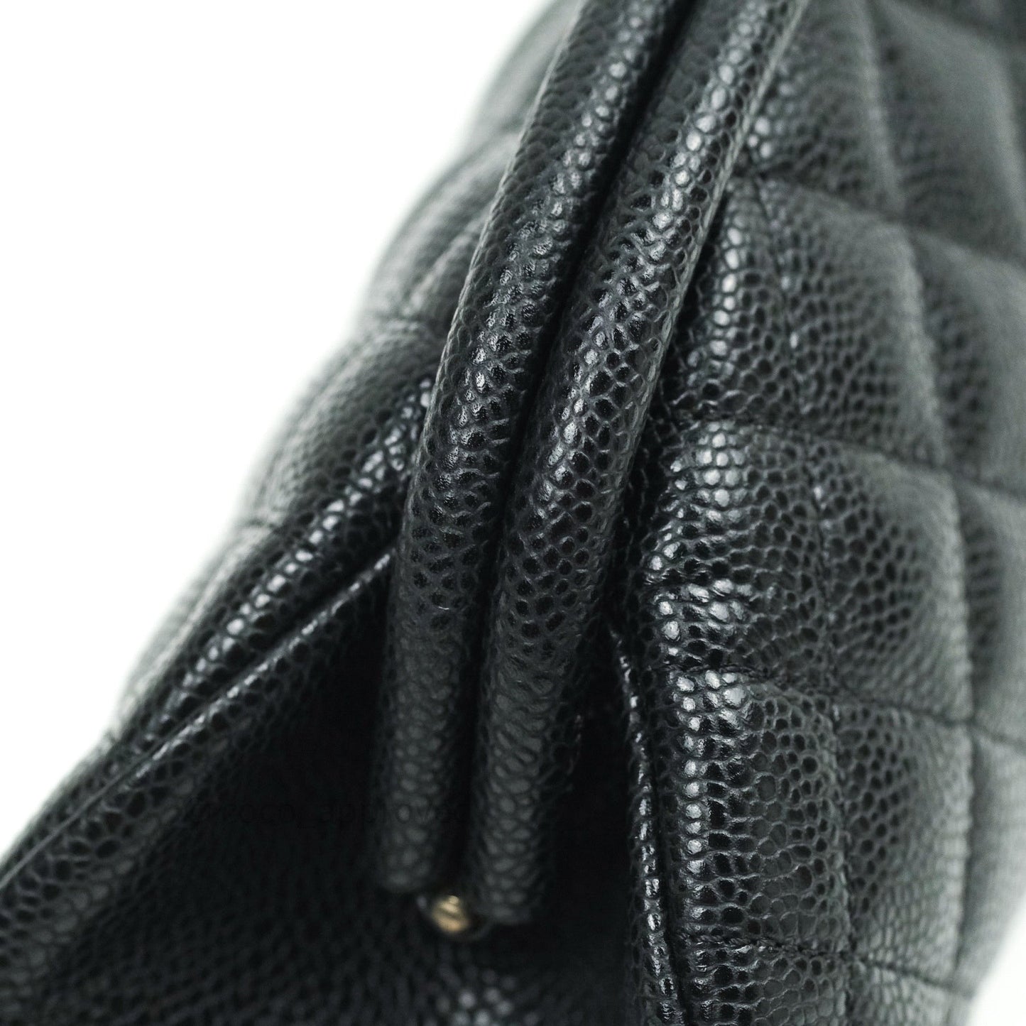 Chanel Quilted Timeless Kisslock Clutch Black Caviar Silver Hardware