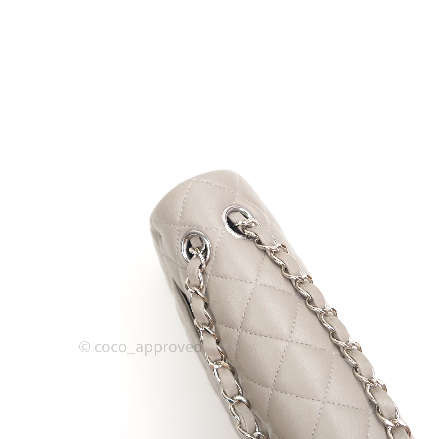 Chanel Classic Small S/M Flap Grey Lambskin Silver Hardware
