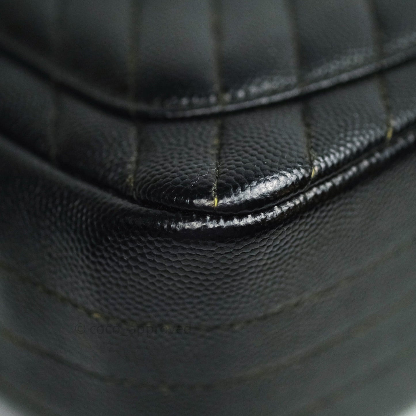 Chanel Mini Square Chevron Black Caviar Silver Hardware