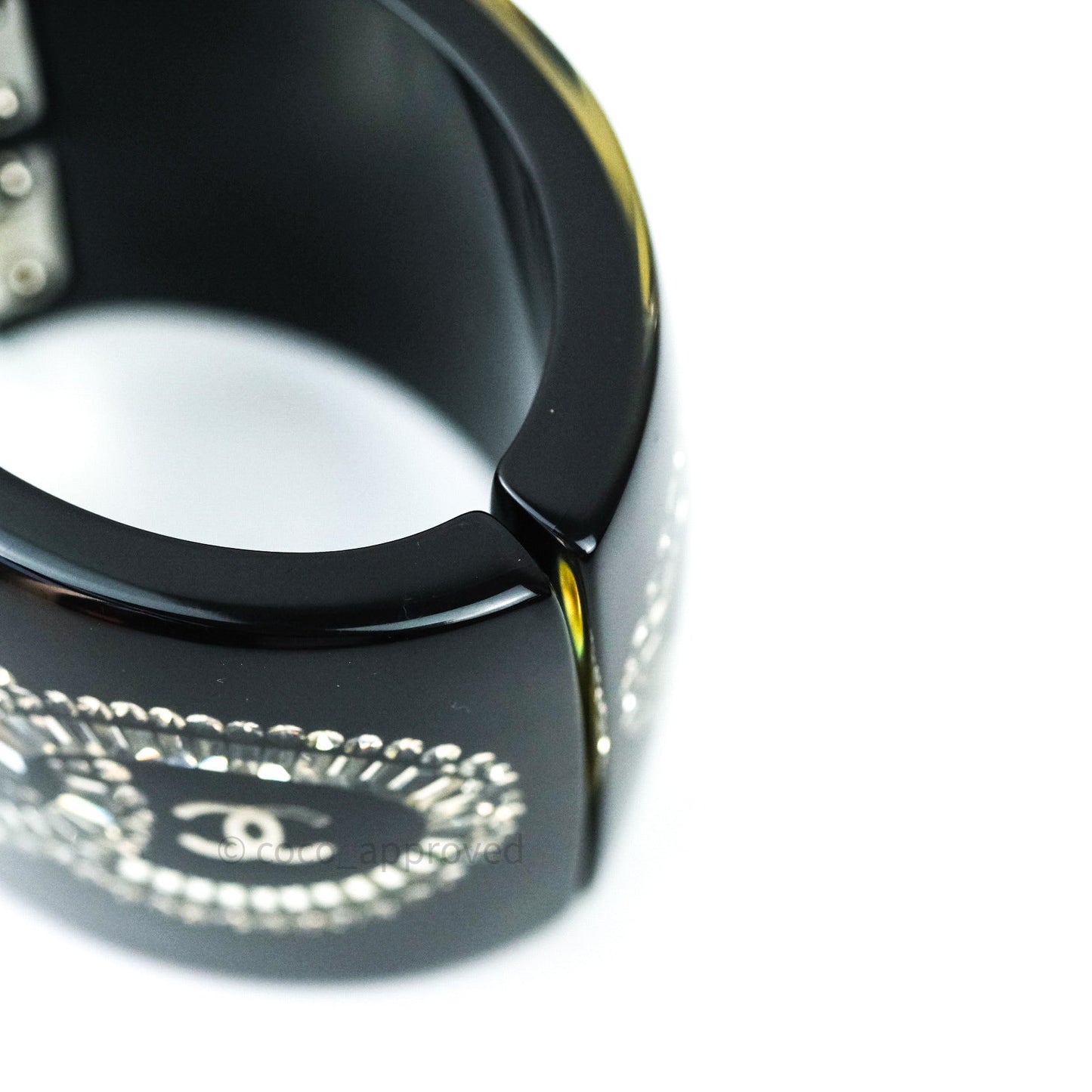 Chanel Resin Strass CC Crystal Cuff Black