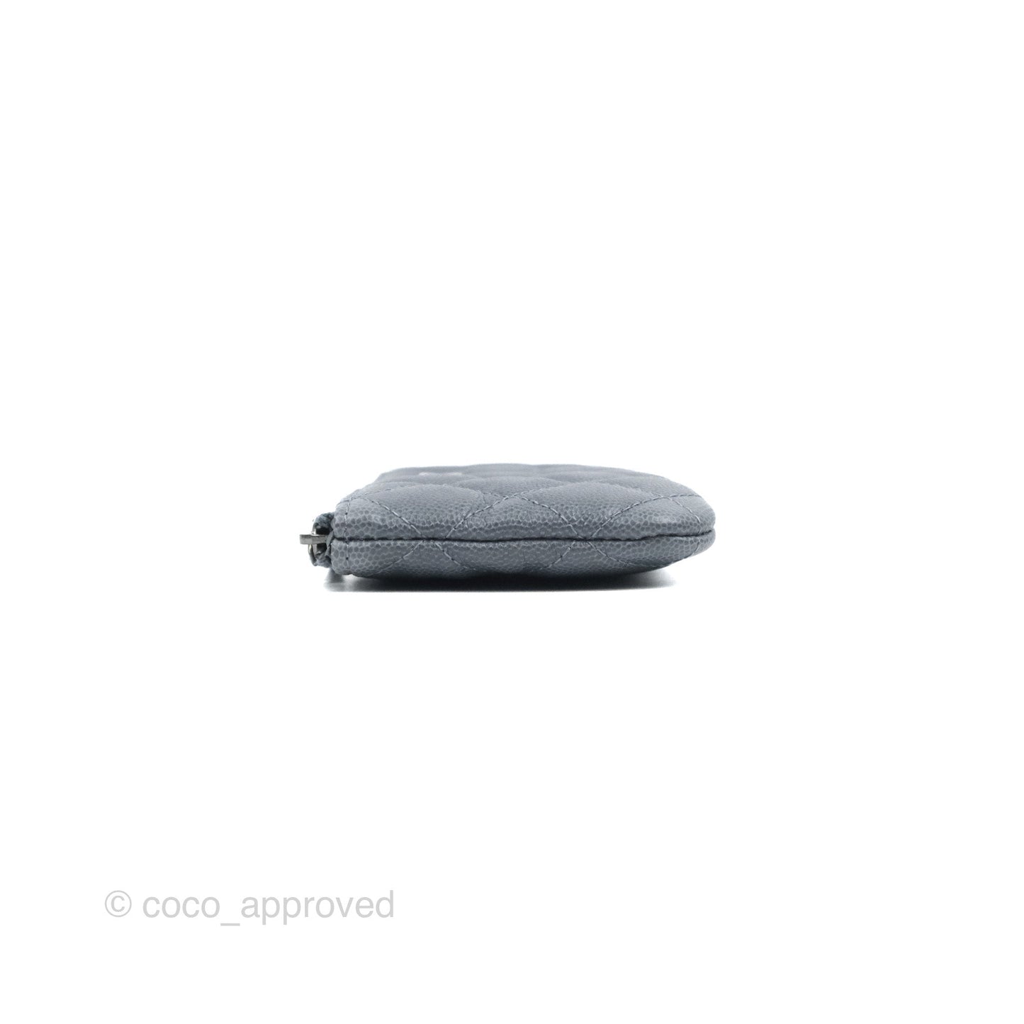 Chanel Quilted Mini O Case Dark Grey Blue Caviar Ruthenium Hardware