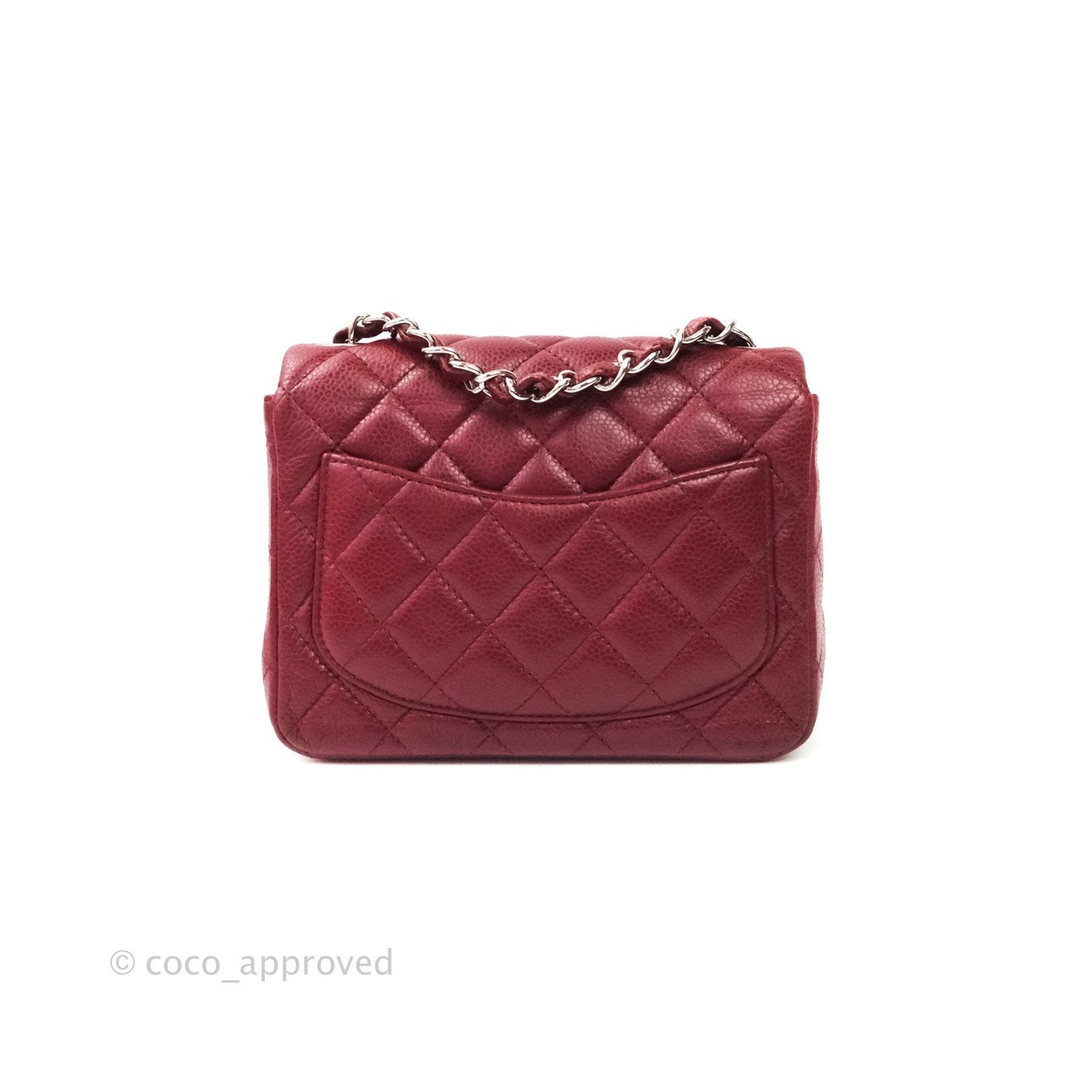 Chanel Mini Square Dark Red Caviar Silver Hardware