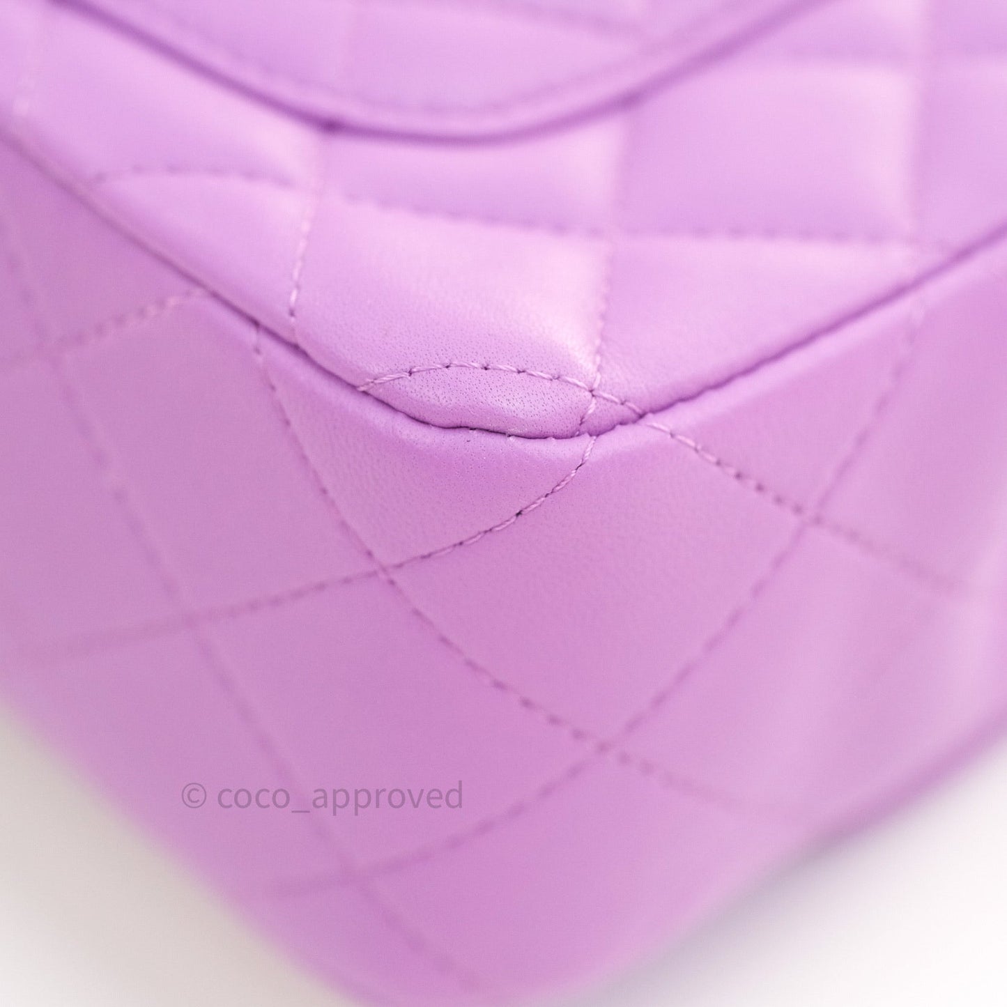 Chanel Quilted Mini Rectangular Flap Purple Lambskin Silver Hardware