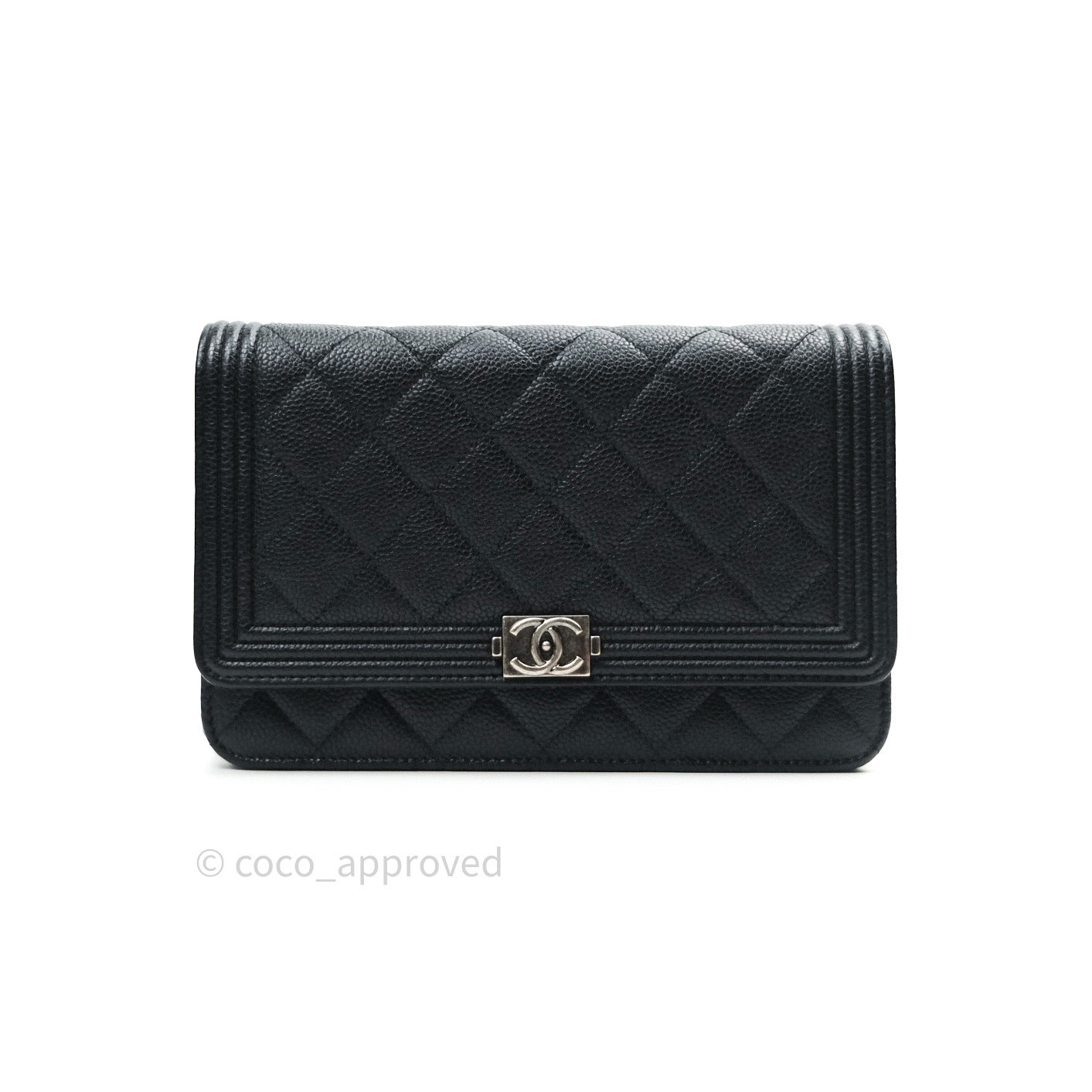 Chanel Boy Wallet on Chain WOC Black Caviar Ruthenium Hardware