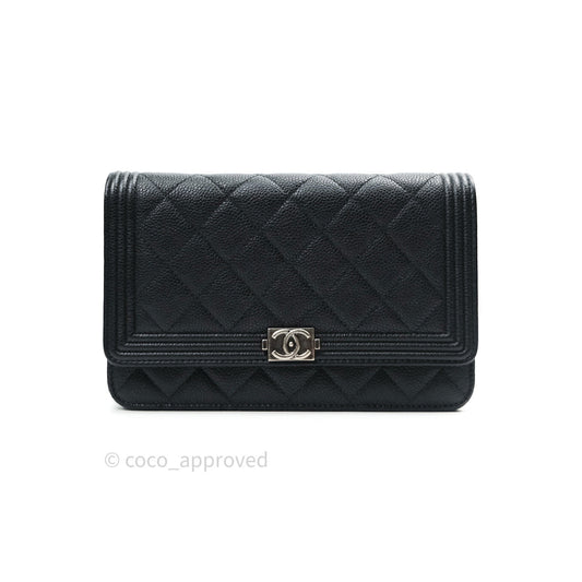 Chanel Boy Wallet on Chain WOC Black Caviar Ruthenium Hardware