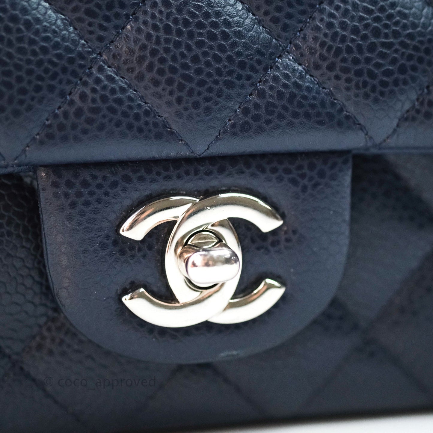 Chanel Quilted Mini Rectangular Navy Caviar Silver Hardware