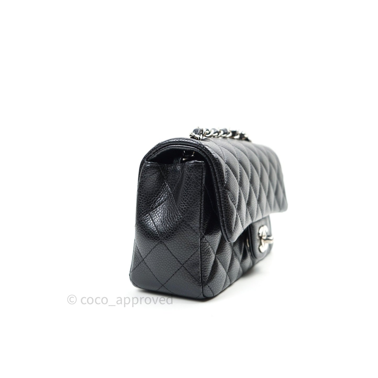 Chanel Quilted Mini Rectangular Black Caviar Silver Hardware 14B