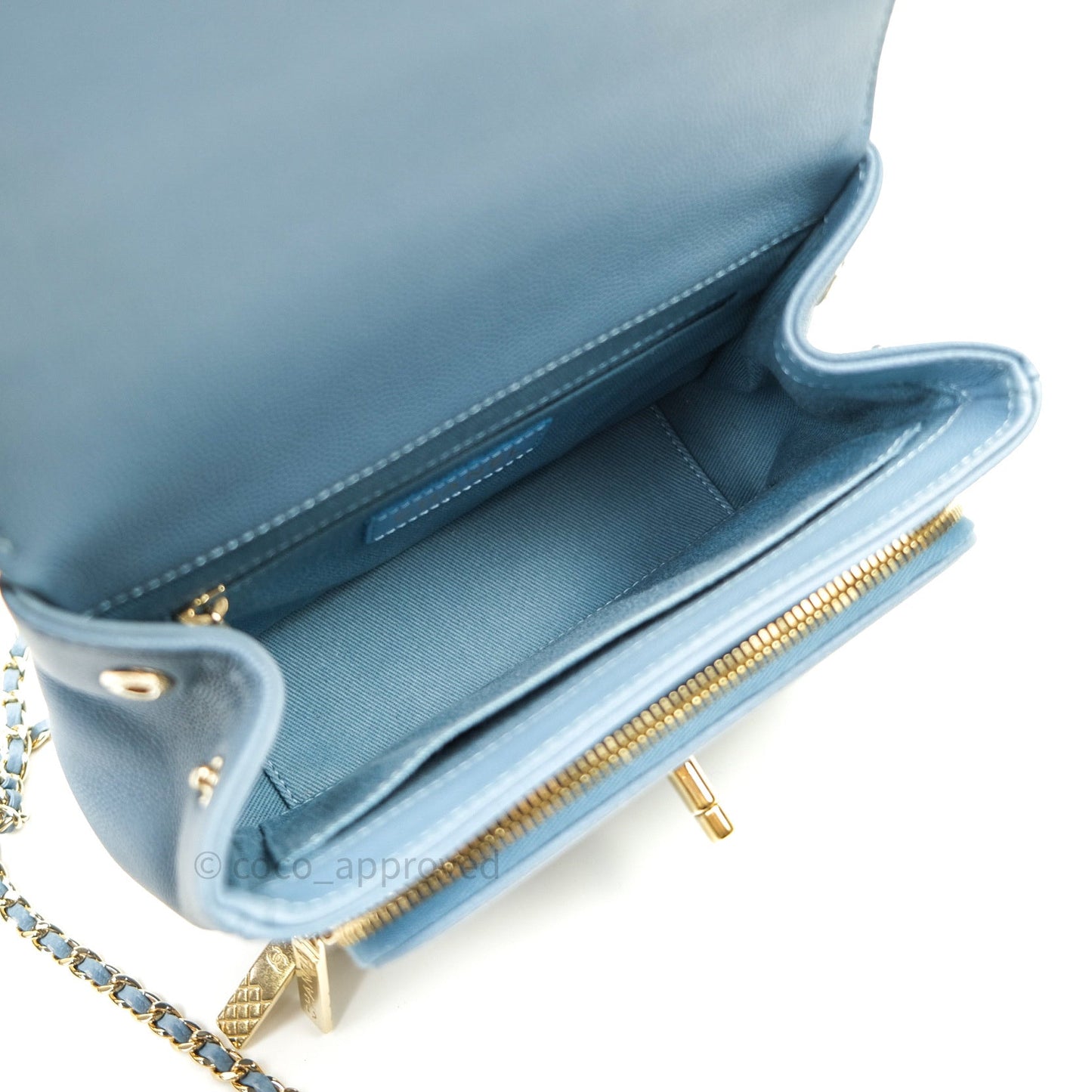 Chanel Caviar Quilted Small Business Affinity Flap Blue Light Gold Hardware