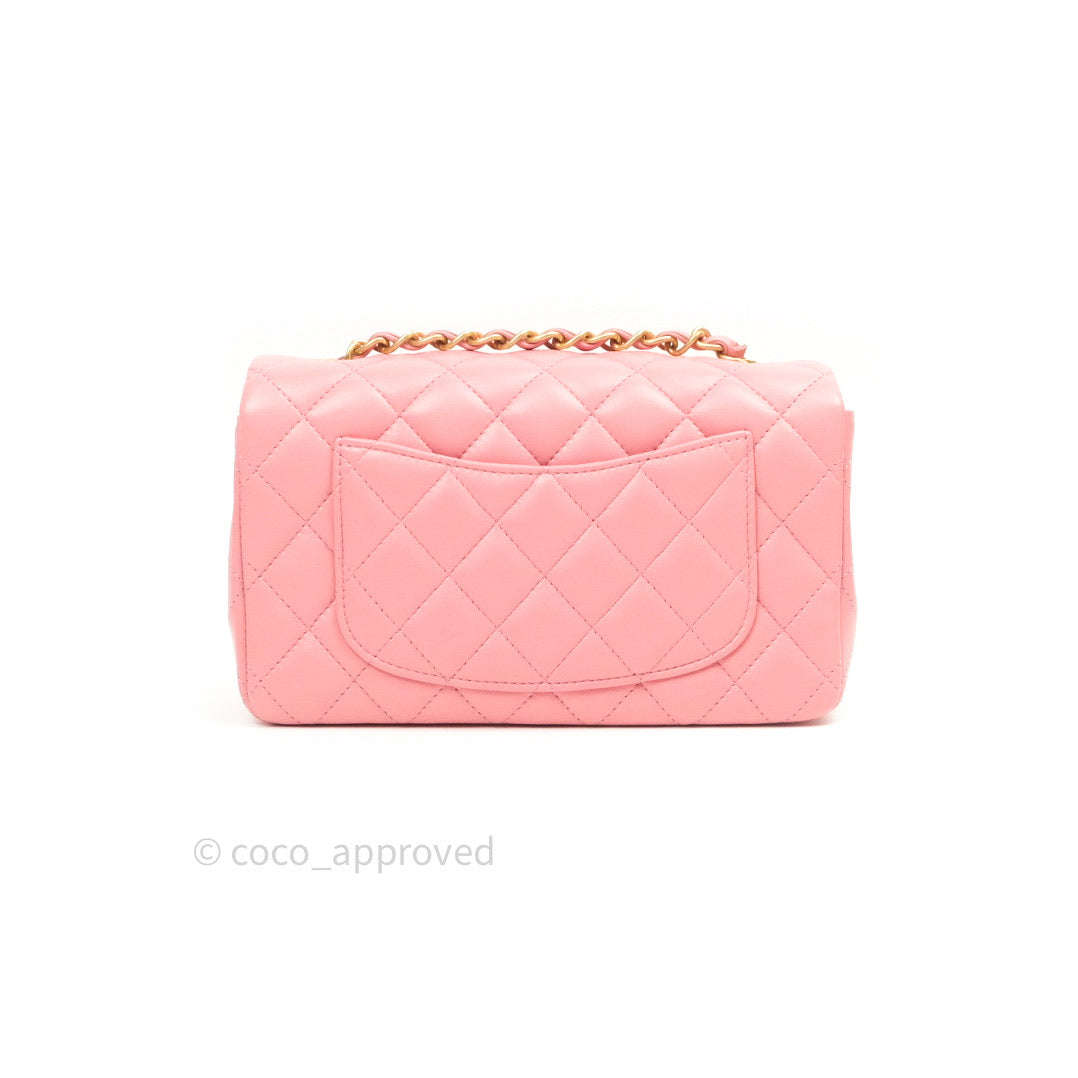 Chanel Quilted Mini Rectangular Pink Lambskin Gold Hardware